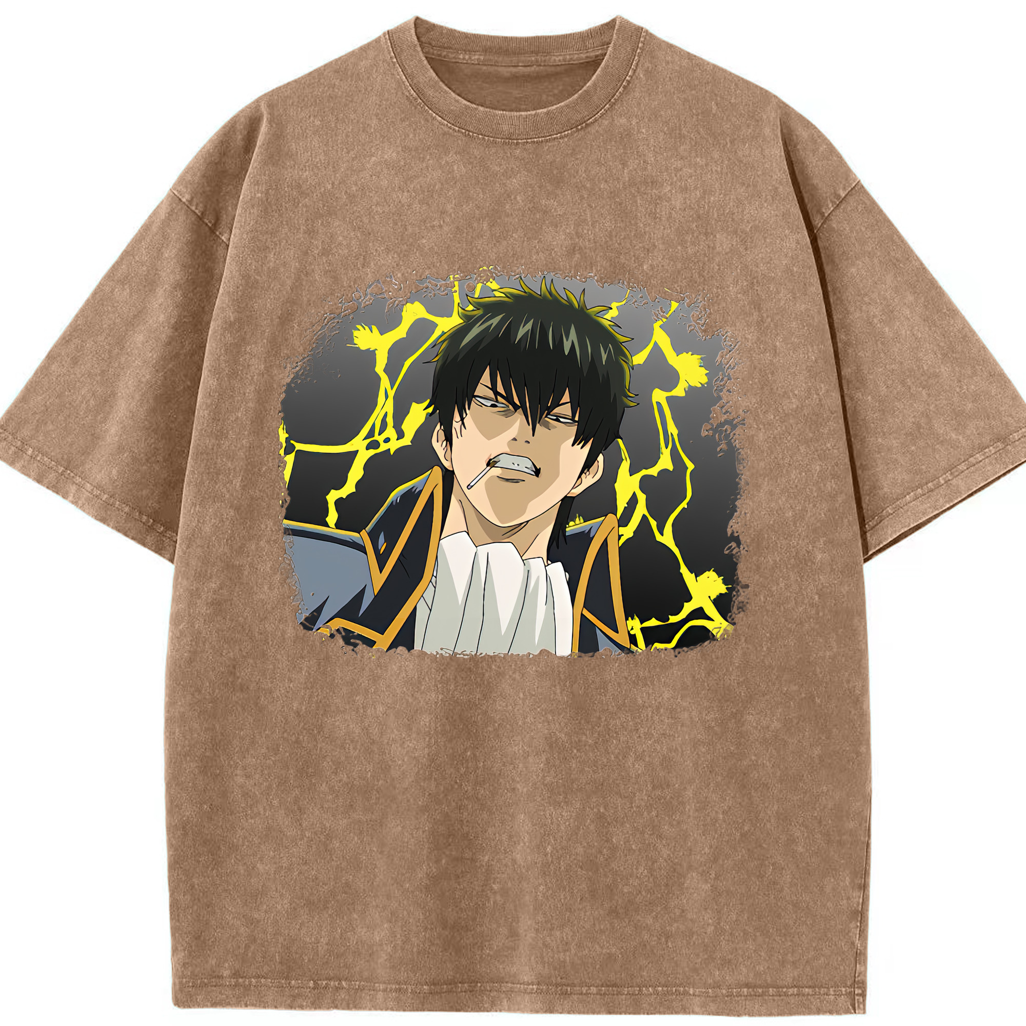 （画像用） ぎんたま 坂田銀時（さかたぎんとき） 神楽 志村新八（しむら しんぱち） GINTAMA Sakata Gintoki Kagura Shimura Shinpachi 綿100% ヴィンテージ風 半袖Tシャツ（フロントプリント）