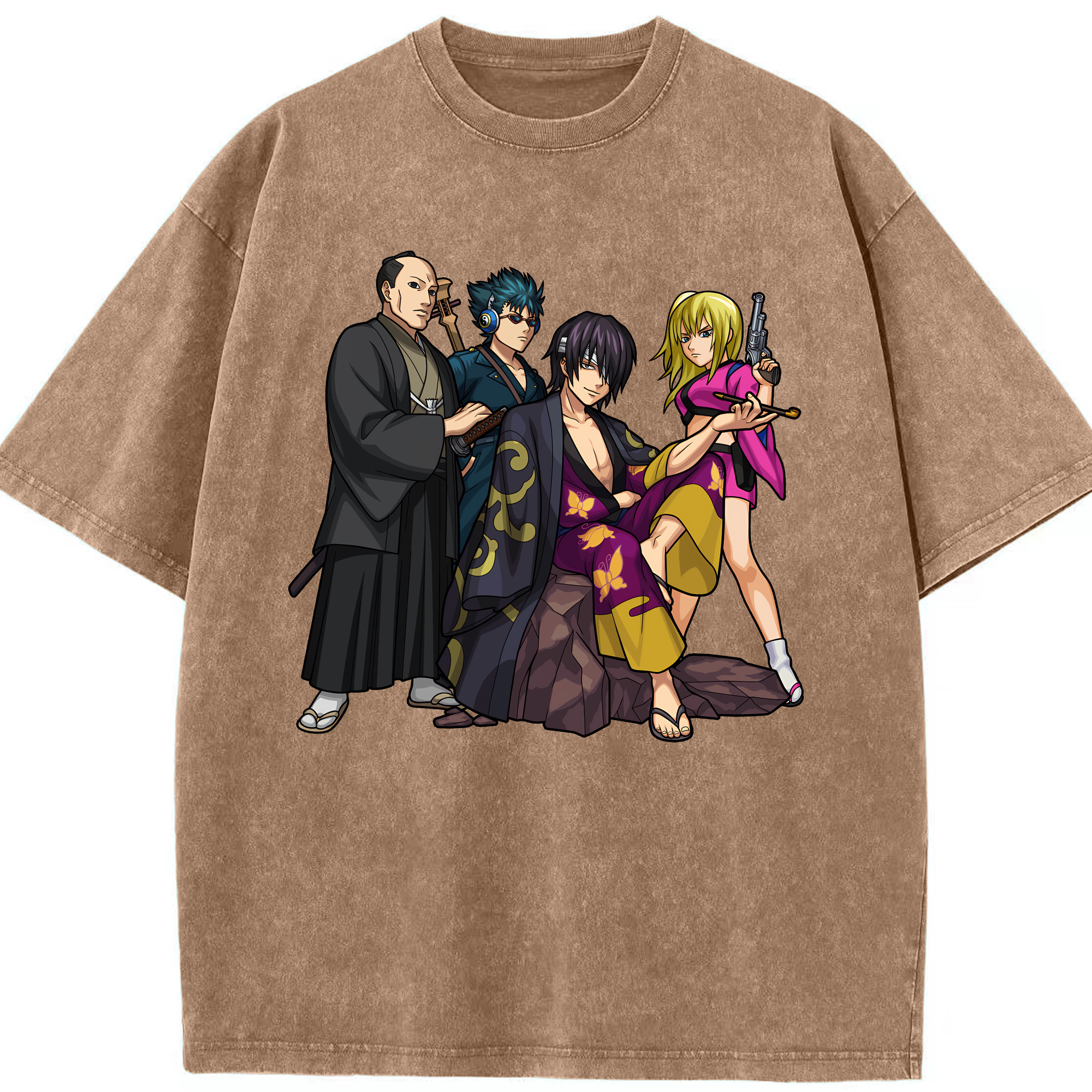 （画像用） ぎんたま 坂田銀時（さかたぎんとき） 神楽 志村新八（しむら しんぱち） GINTAMA Sakata Gintoki Kagura Shimura Shinpachi 綿100% ヴィンテージ風 半袖Tシャツ（フロントプリント）