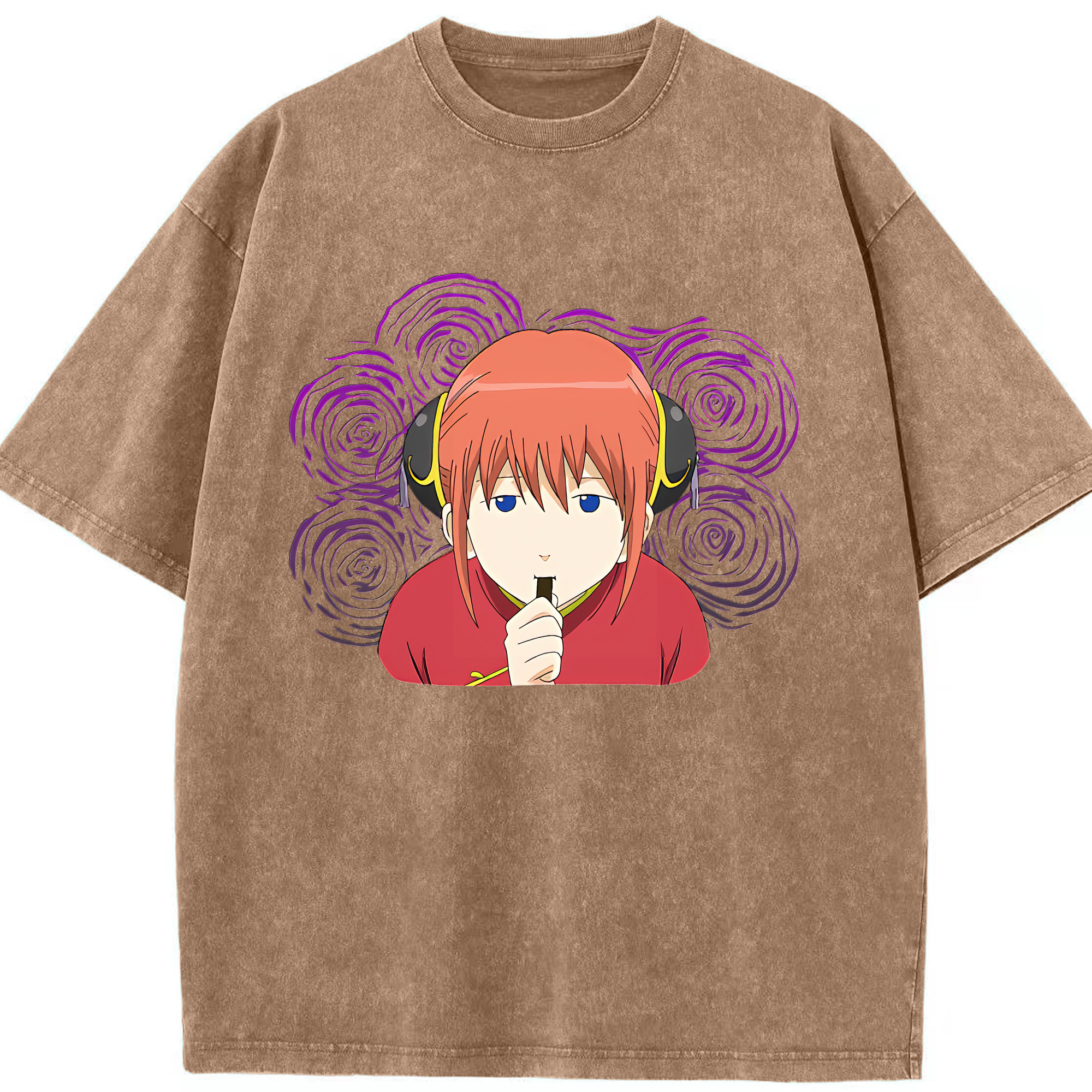 （画像用） ぎんたま 坂田銀時（さかたぎんとき） 神楽 志村新八（しむら しんぱち） GINTAMA Sakata Gintoki Kagura Shimura Shinpachi 綿100% ヴィンテージ風 半袖Tシャツ（フロントプリント）