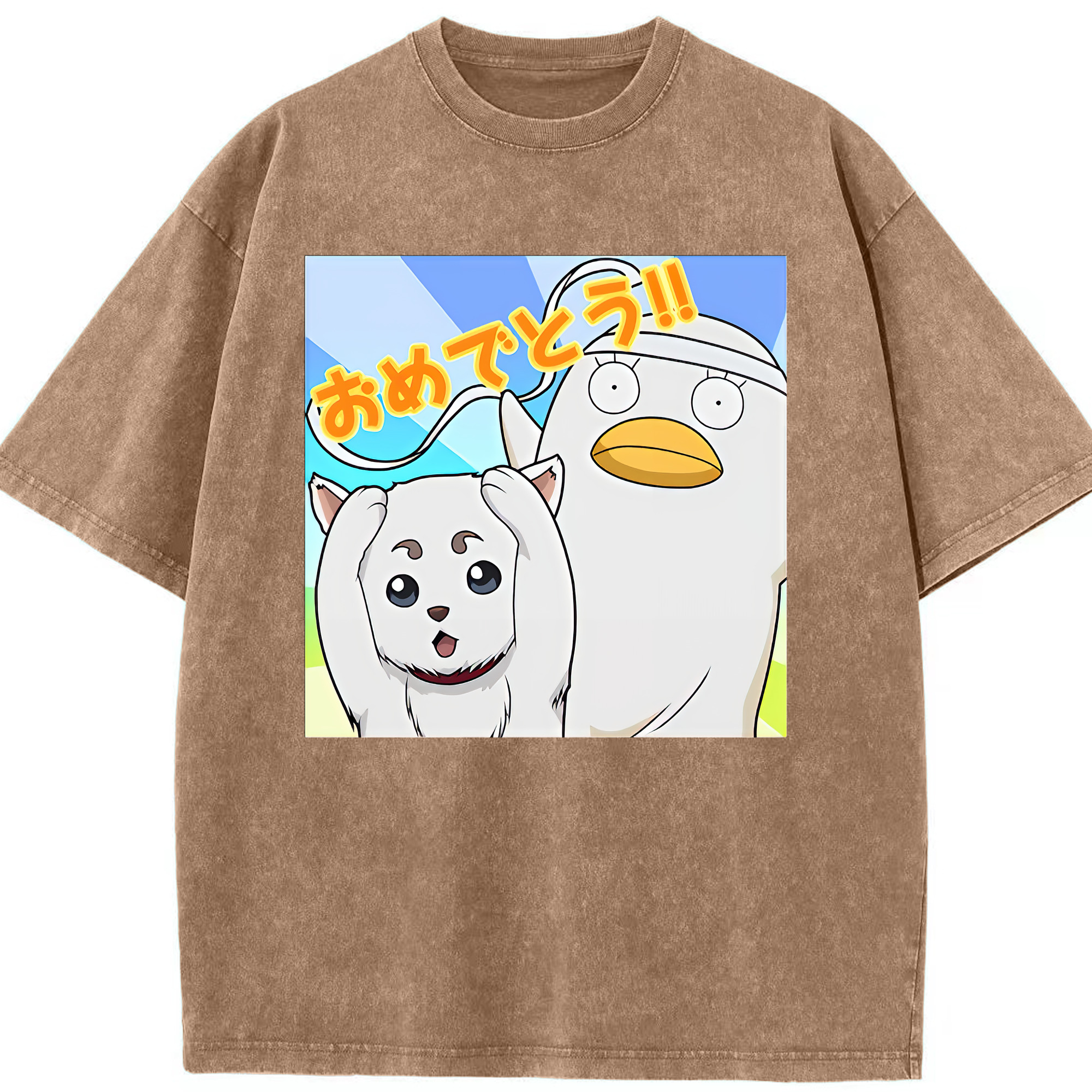 （画像用） ぎんたま 坂田銀時（さかたぎんとき） 神楽 志村新八（しむら しんぱち） GINTAMA Sakata Gintoki Kagura Shimura Shinpachi 綿100% ヴィンテージ風 半袖Tシャツ（フロントプリント）