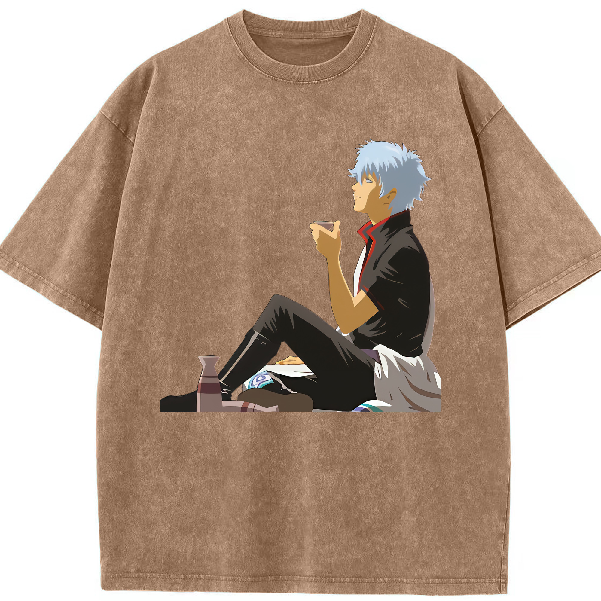 （画像用） ぎんたま 坂田銀時（さかたぎんとき） 神楽 志村新八（しむら しんぱち） GINTAMA Sakata Gintoki Kagura Shimura Shinpachi 綿100% ヴィンテージ風 半袖Tシャツ（フロントプリント）