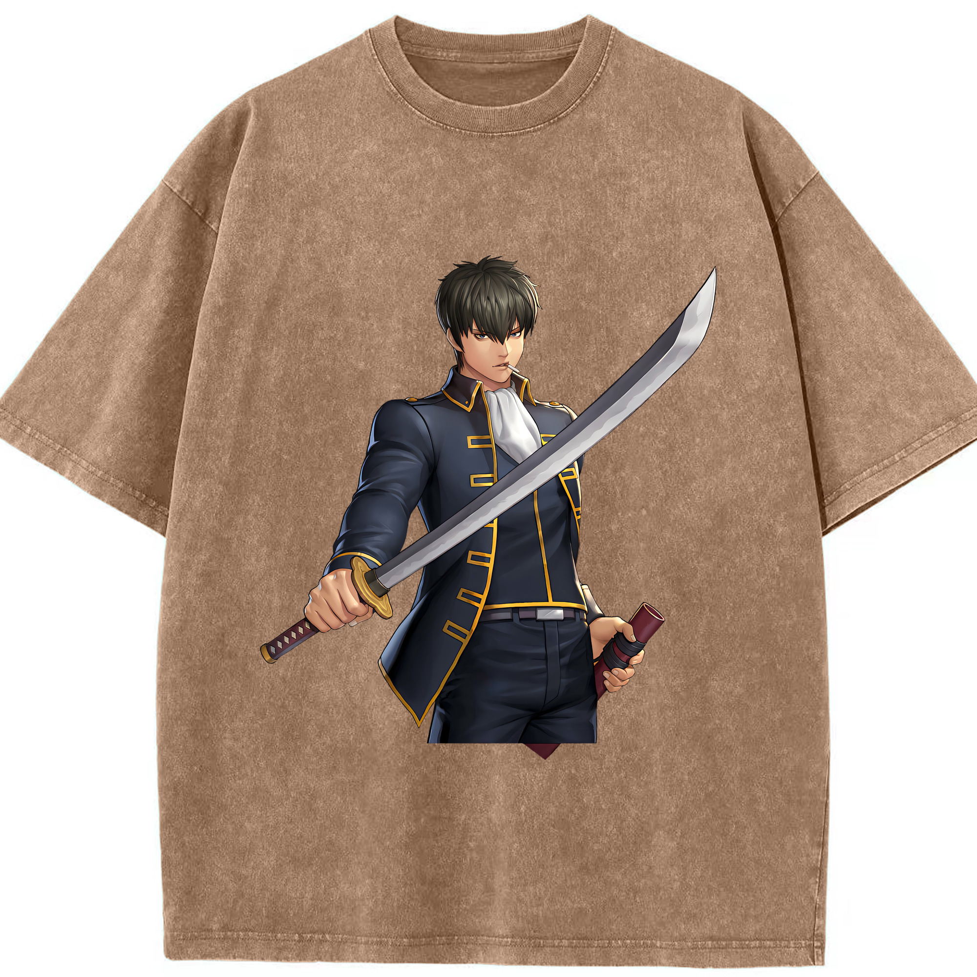 （画像用） ぎんたま 坂田銀時（さかたぎんとき） 神楽 志村新八（しむら しんぱち） GINTAMA Sakata Gintoki Kagura Shimura Shinpachi 綿100% ヴィンテージ風 半袖Tシャツ（フロントプリント）