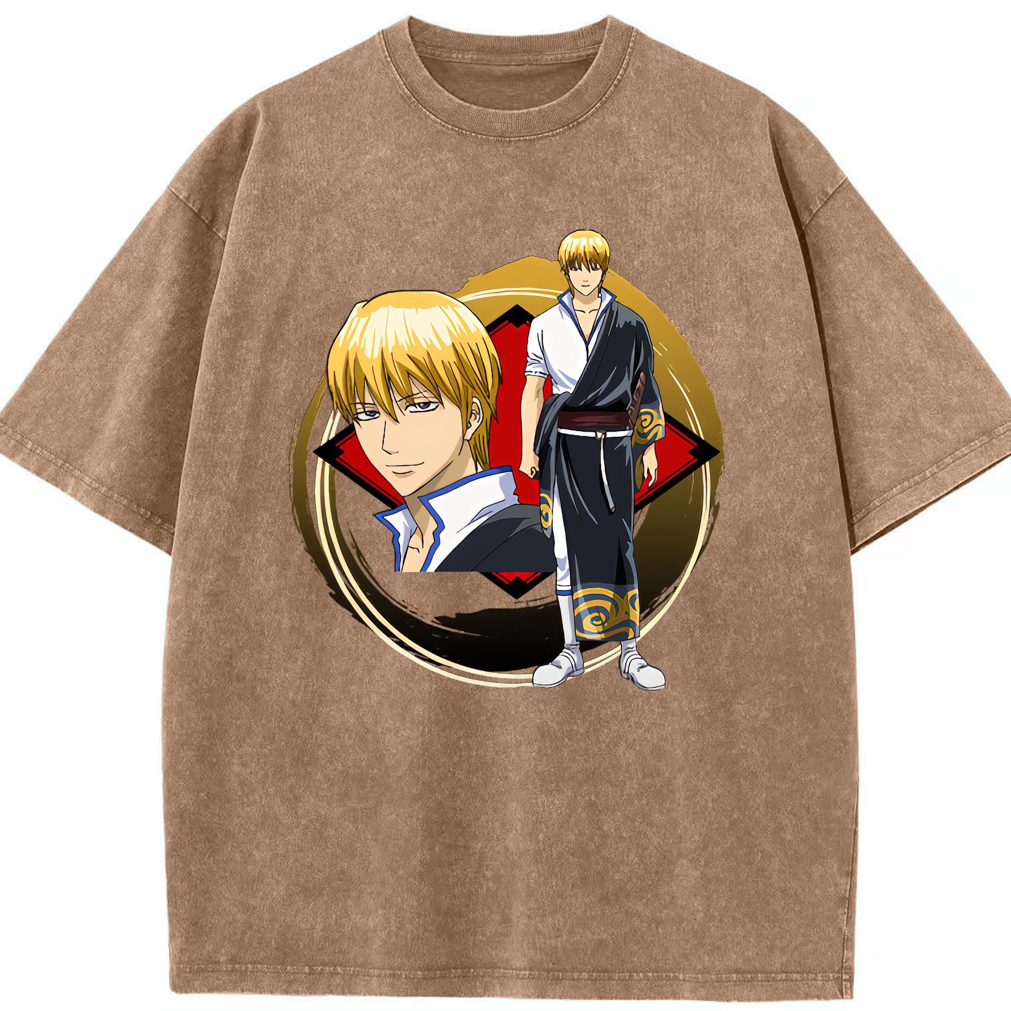 （画像用） ぎんたま 坂田銀時（さかたぎんとき） 神楽 志村新八（しむら しんぱち） GINTAMA Sakata Gintoki Kagura Shimura Shinpachi 綿100% ヴィンテージ風 半袖Tシャツ（フロントプリント）