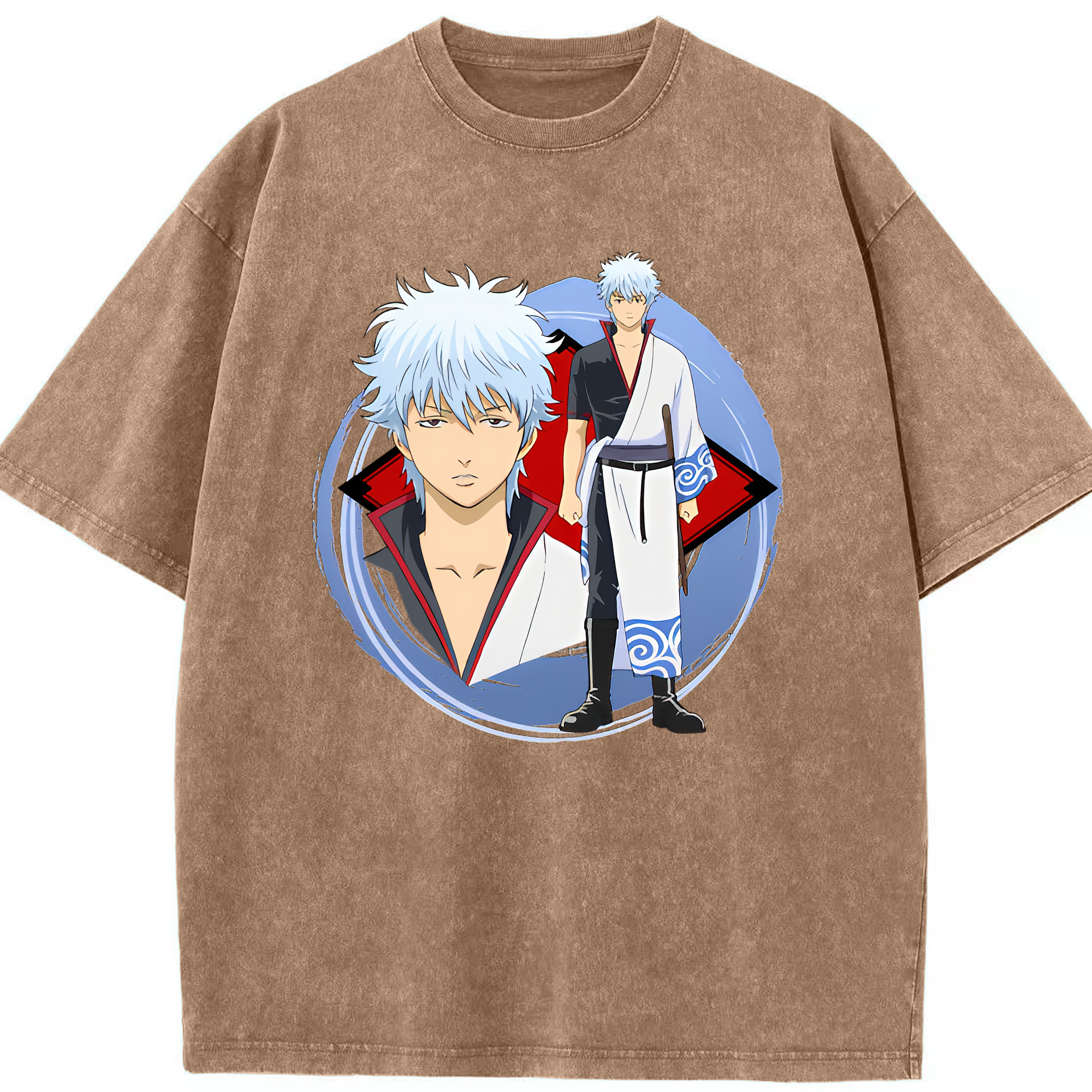 （画像用） ぎんたま 坂田銀時（さかたぎんとき） 神楽 志村新八（しむら しんぱち） GINTAMA Sakata Gintoki Kagura Shimura Shinpachi 綿100% ヴィンテージ風 半袖Tシャツ（フロントプリント）