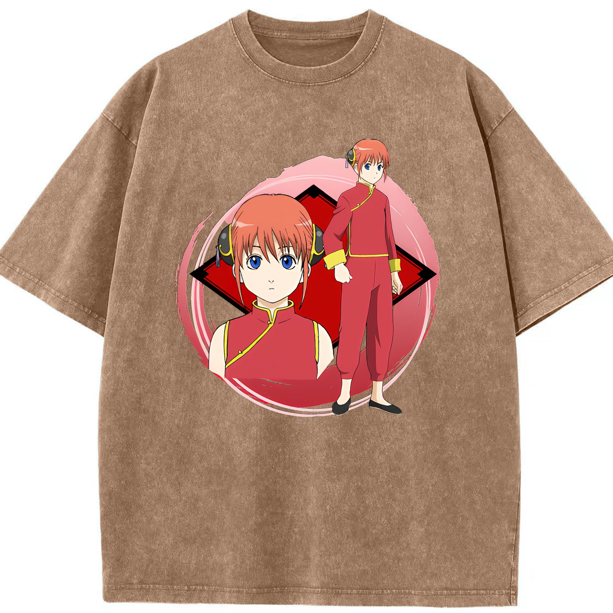 （画像用） ぎんたま 坂田銀時（さかたぎんとき） 神楽 志村新八（しむら しんぱち） GINTAMA Sakata Gintoki Kagura Shimura Shinpachi 綿100% ヴィンテージ風 半袖Tシャツ（フロントプリント）