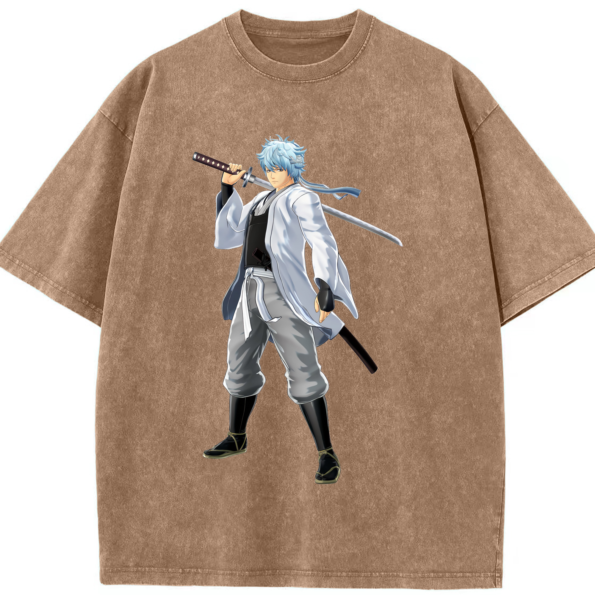 （画像用） ぎんたま 坂田銀時（さかたぎんとき） 神楽 志村新八（しむら しんぱち） GINTAMA Sakata Gintoki Kagura Shimura Shinpachi 綿100% ヴィンテージ風 半袖Tシャツ（フロントプリント）