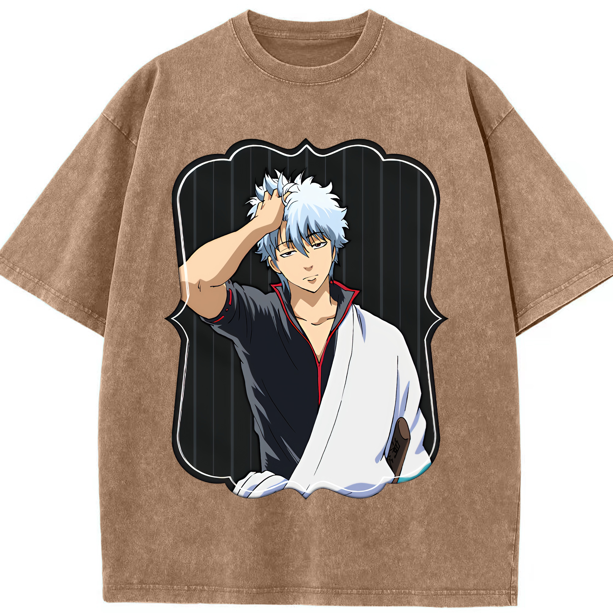 （画像用） ぎんたま 坂田銀時（さかたぎんとき） 神楽 志村新八（しむら しんぱち） GINTAMA Sakata Gintoki Kagura Shimura Shinpachi 綿100% ヴィンテージ風 半袖Tシャツ（フロントプリント）