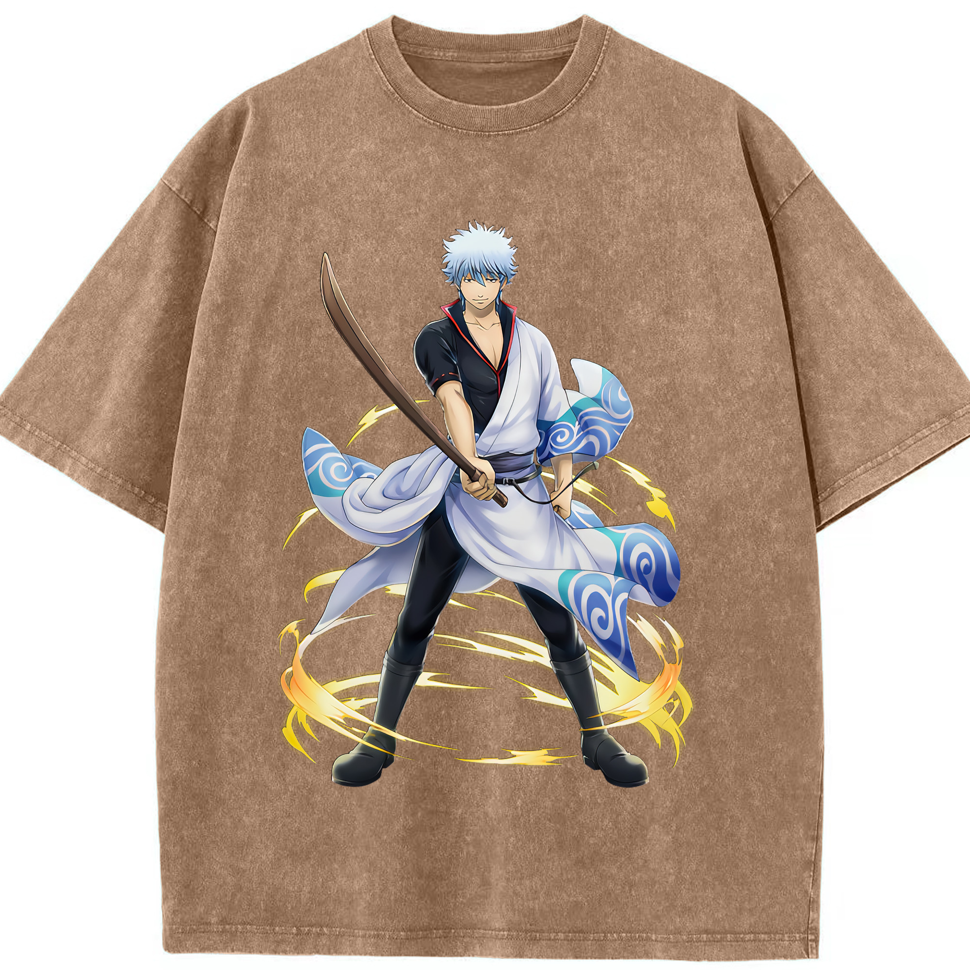 （画像用） ぎんたま 坂田銀時（さかたぎんとき） 神楽 志村新八（しむら しんぱち） GINTAMA Sakata Gintoki Kagura Shimura Shinpachi 綿100% ヴィンテージ風 半袖Tシャツ（フロントプリント）