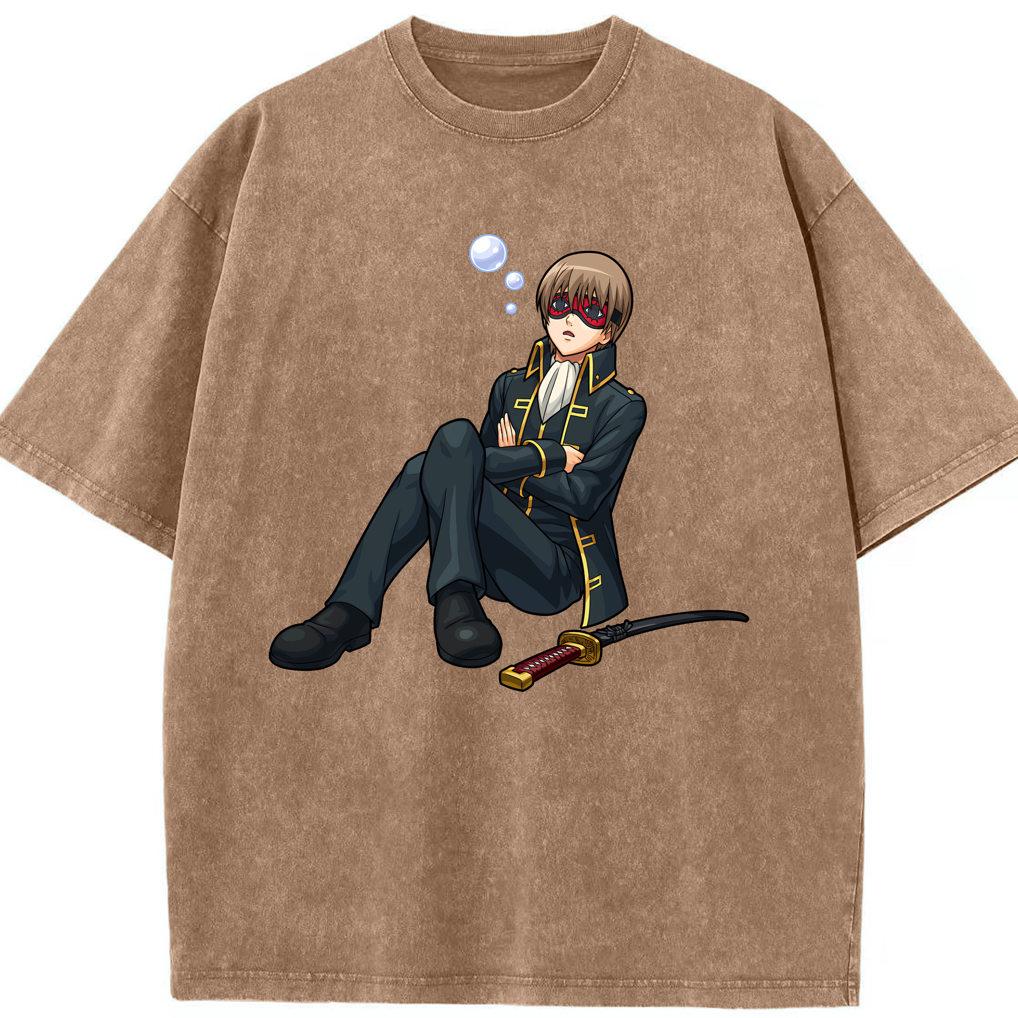 （画像用） ぎんたま 坂田銀時（さかたぎんとき） 神楽 志村新八（しむら しんぱち） GINTAMA Sakata Gintoki Kagura Shimura Shinpachi 綿100% ヴィンテージ風 半袖Tシャツ（フロントプリント）