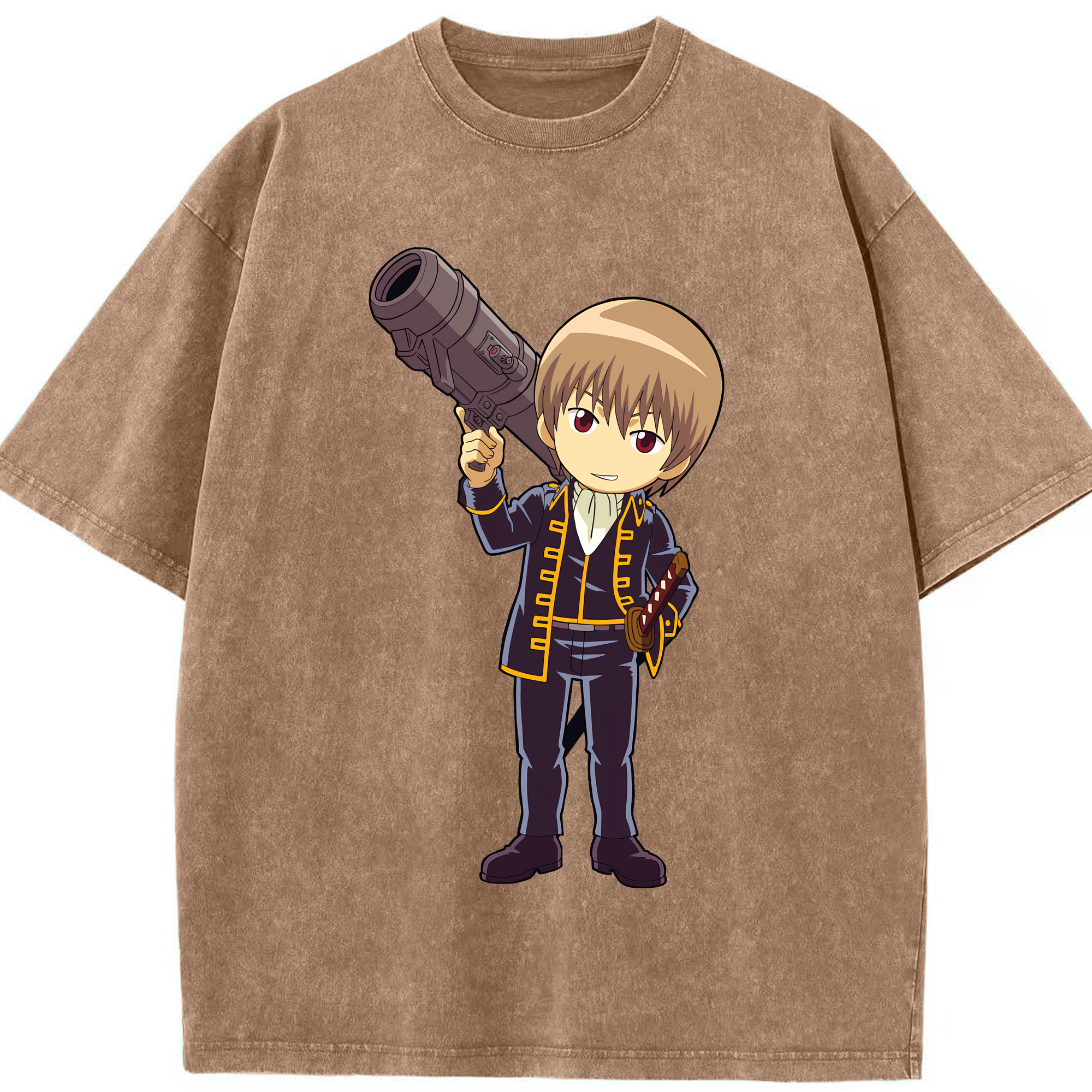 （画像用） ぎんたま 坂田銀時（さかたぎんとき） 神楽 志村新八（しむら しんぱち） GINTAMA Sakata Gintoki Kagura Shimura Shinpachi 綿100% ヴィンテージ風 半袖Tシャツ（フロントプリント）