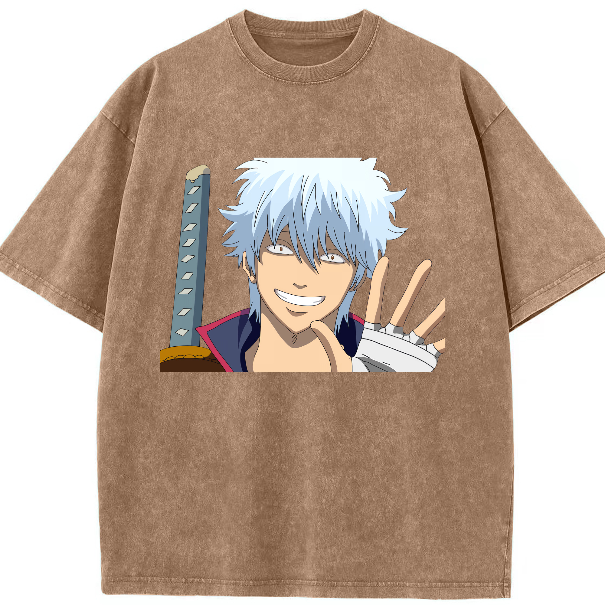 （画像用） ぎんたま 坂田銀時（さかたぎんとき） 神楽 志村新八（しむら しんぱち） GINTAMA Sakata Gintoki Kagura Shimura Shinpachi 綿100% ヴィンテージ風 半袖Tシャツ（フロントプリント）
