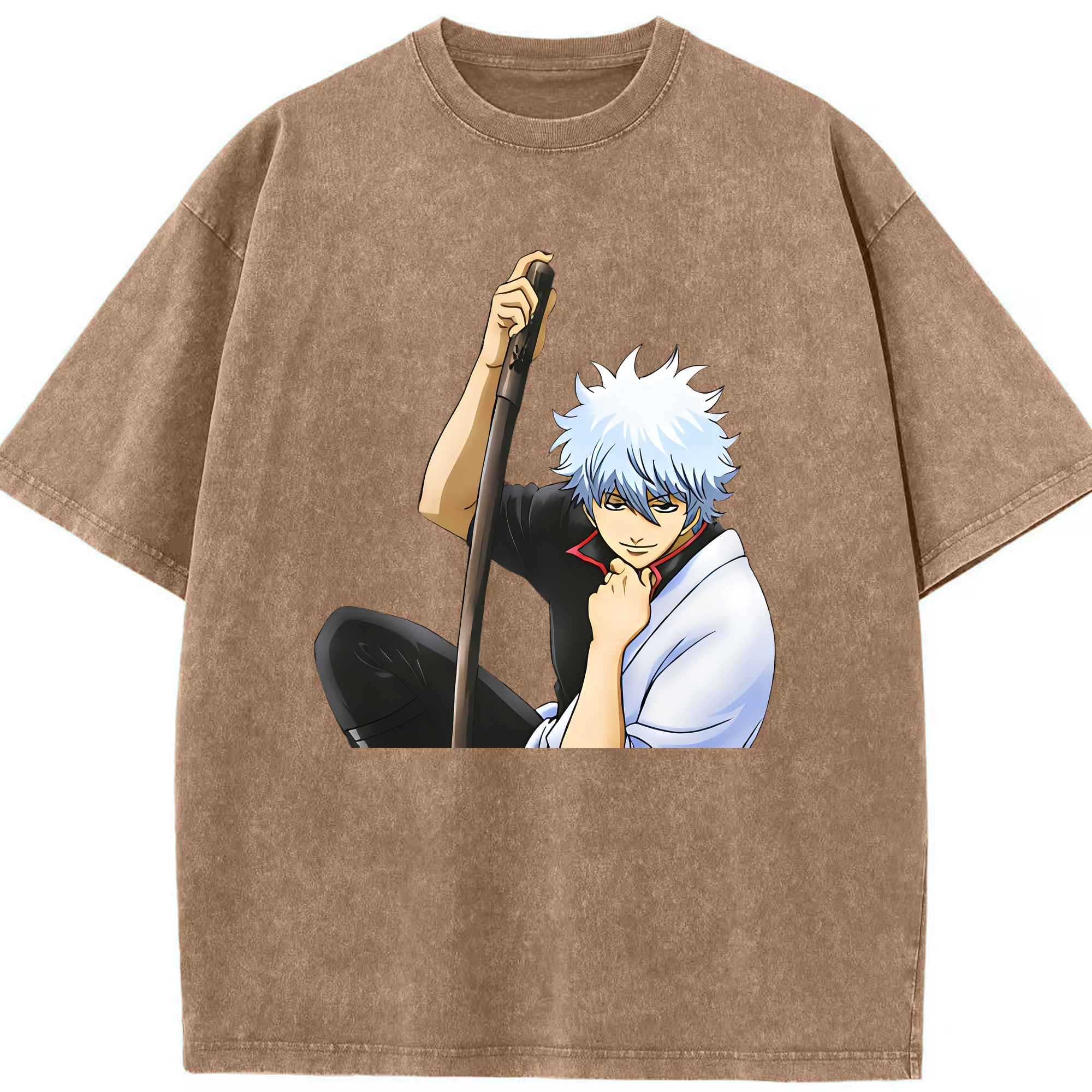 （画像用） ぎんたま 坂田銀時（さかたぎんとき） 神楽 志村新八（しむら しんぱち） GINTAMA Sakata Gintoki Kagura Shimura Shinpachi 綿100% ヴィンテージ風 半袖Tシャツ（フロントプリント）