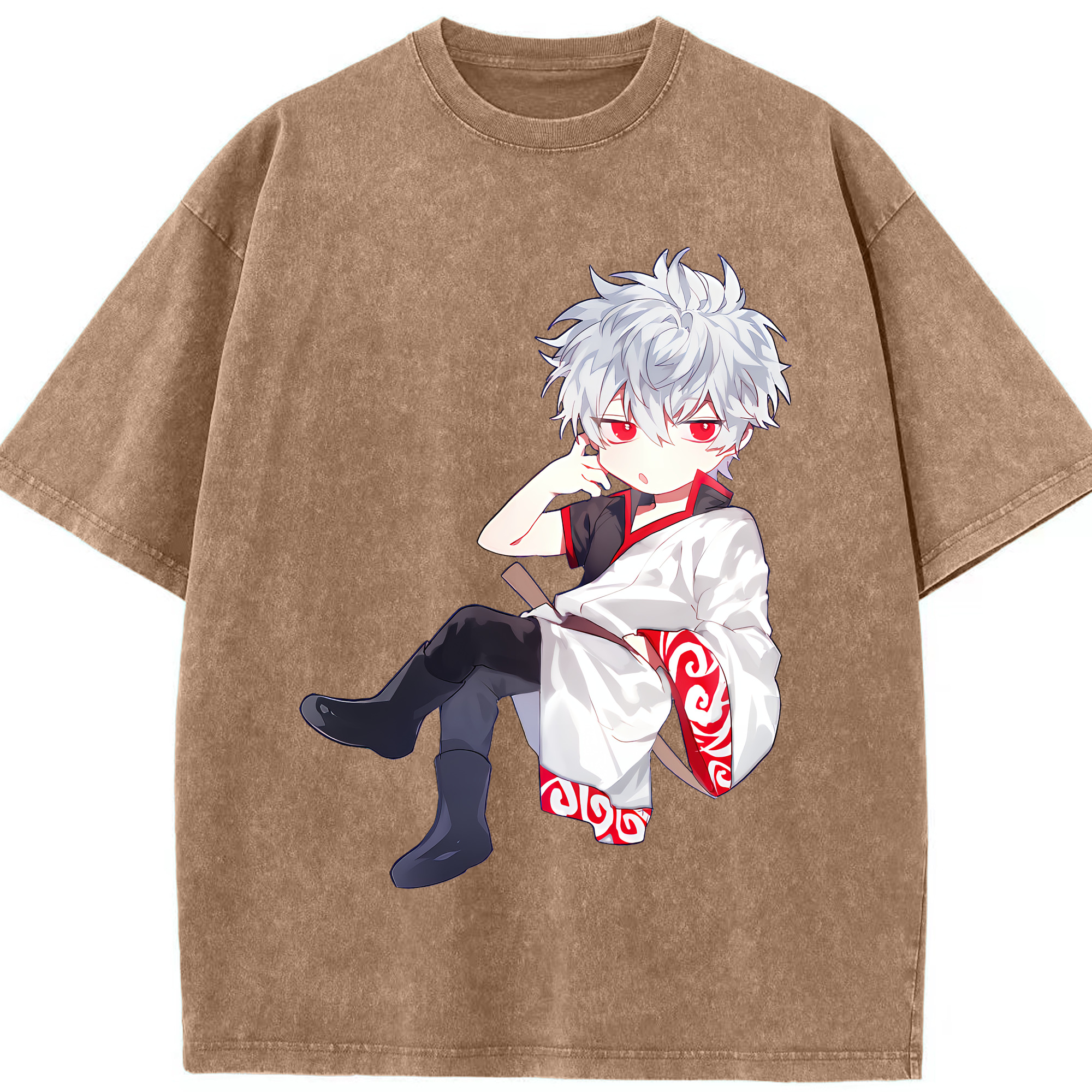 （画像用） ぎんたま 坂田銀時（さかたぎんとき） 神楽 志村新八（しむら しんぱち） GINTAMA Sakata Gintoki Kagura Shimura Shinpachi 綿100% ヴィンテージ風 半袖Tシャツ（フロントプリント）