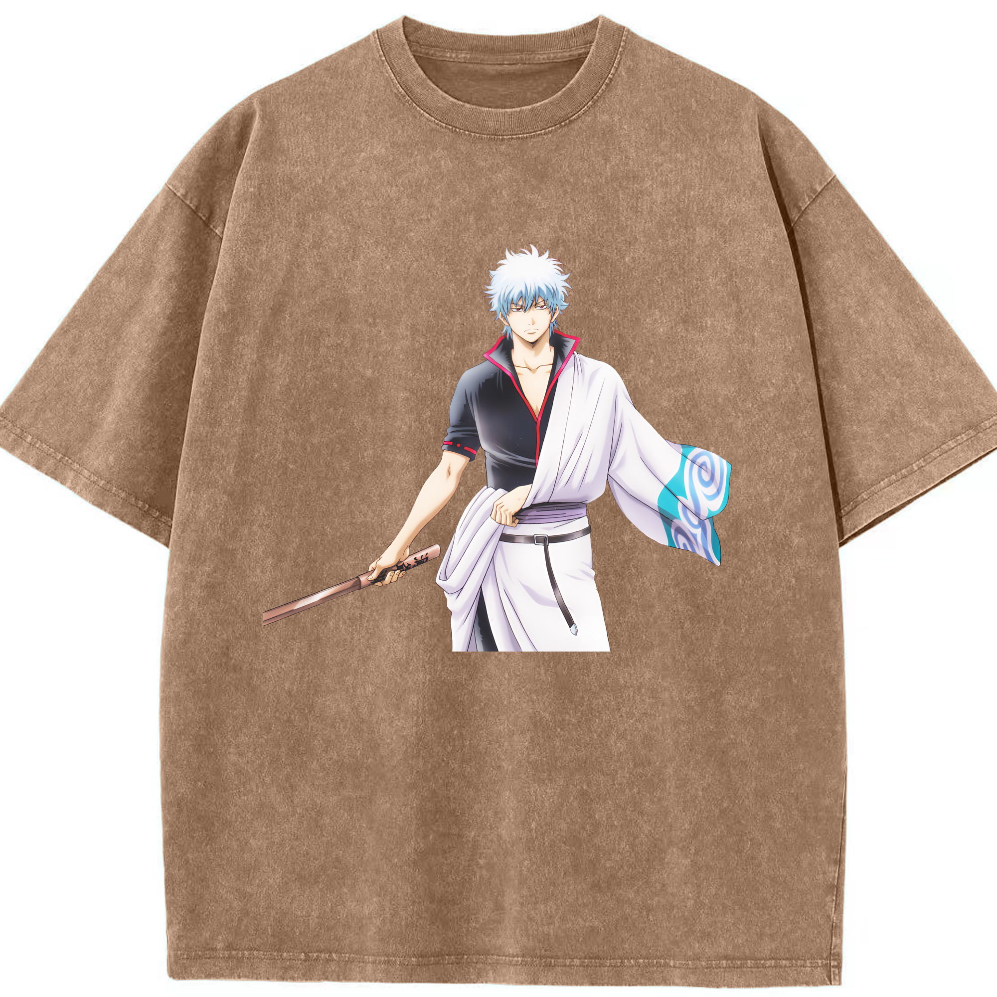 （画像用） ぎんたま 坂田銀時（さかたぎんとき） 神楽 志村新八（しむら しんぱち） GINTAMA Sakata Gintoki Kagura Shimura Shinpachi 綿100% ヴィンテージ風 半袖Tシャツ（フロントプリント）
