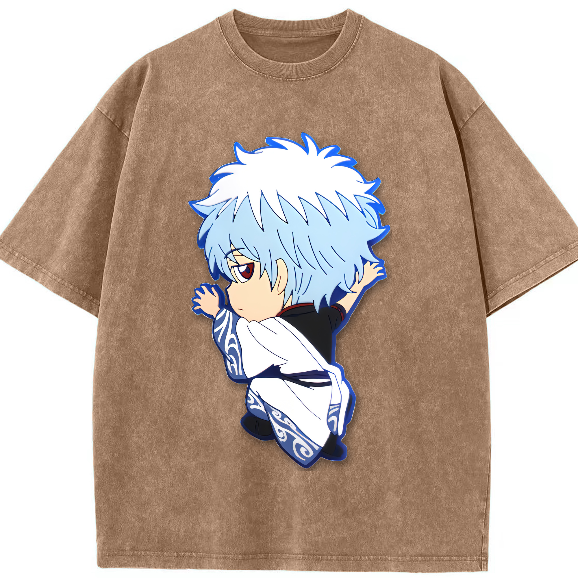 （画像用） ぎんたま 坂田銀時（さかたぎんとき） 神楽 志村新八（しむら しんぱち） GINTAMA Sakata Gintoki Kagura Shimura Shinpachi 綿100% ヴィンテージ風 半袖Tシャツ（フロントプリント）