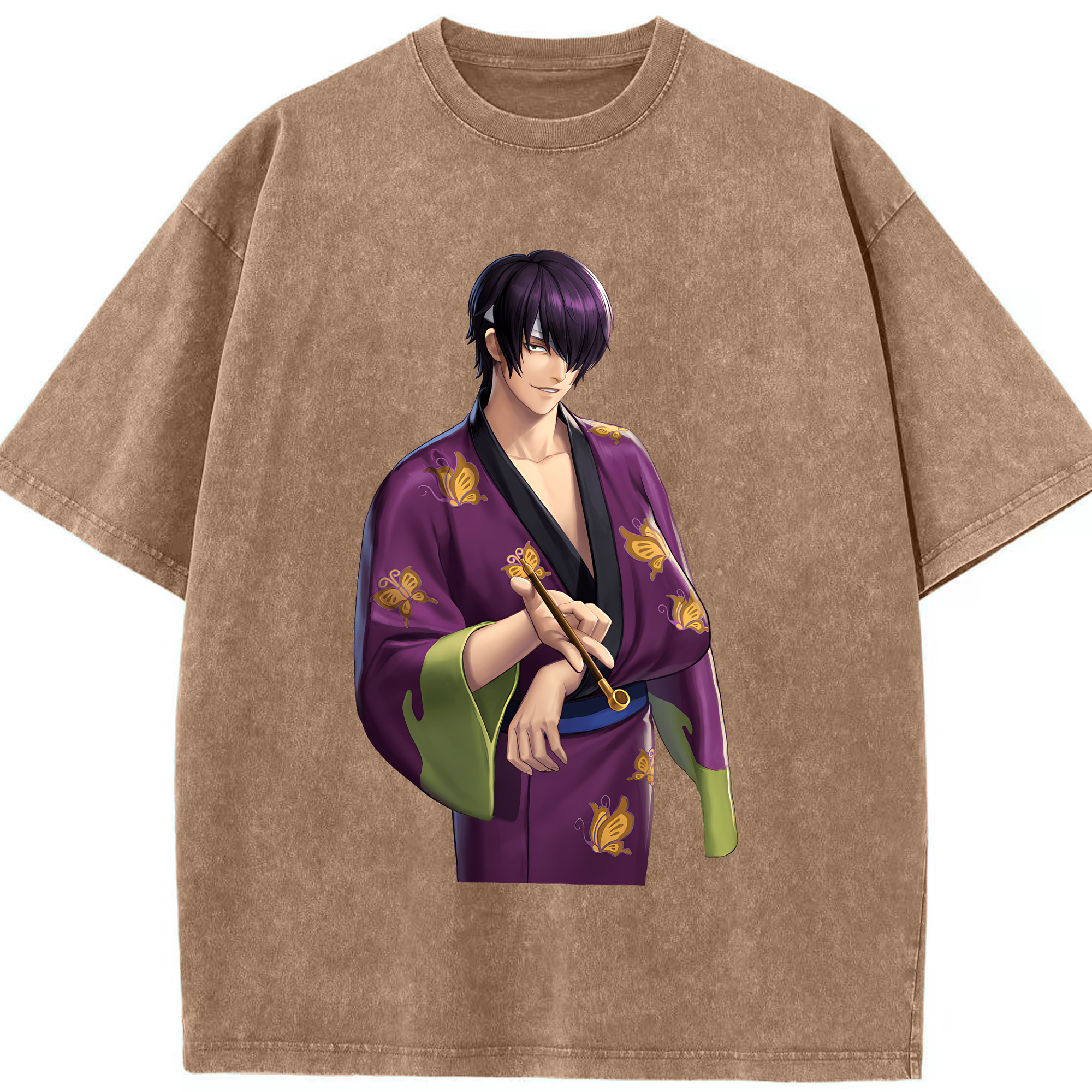 （画像用） ぎんたま 坂田銀時（さかたぎんとき） 神楽 志村新八（しむら しんぱち） GINTAMA Sakata Gintoki Kagura Shimura Shinpachi 綿100% ヴィンテージ風 半袖Tシャツ（フロントプリント）