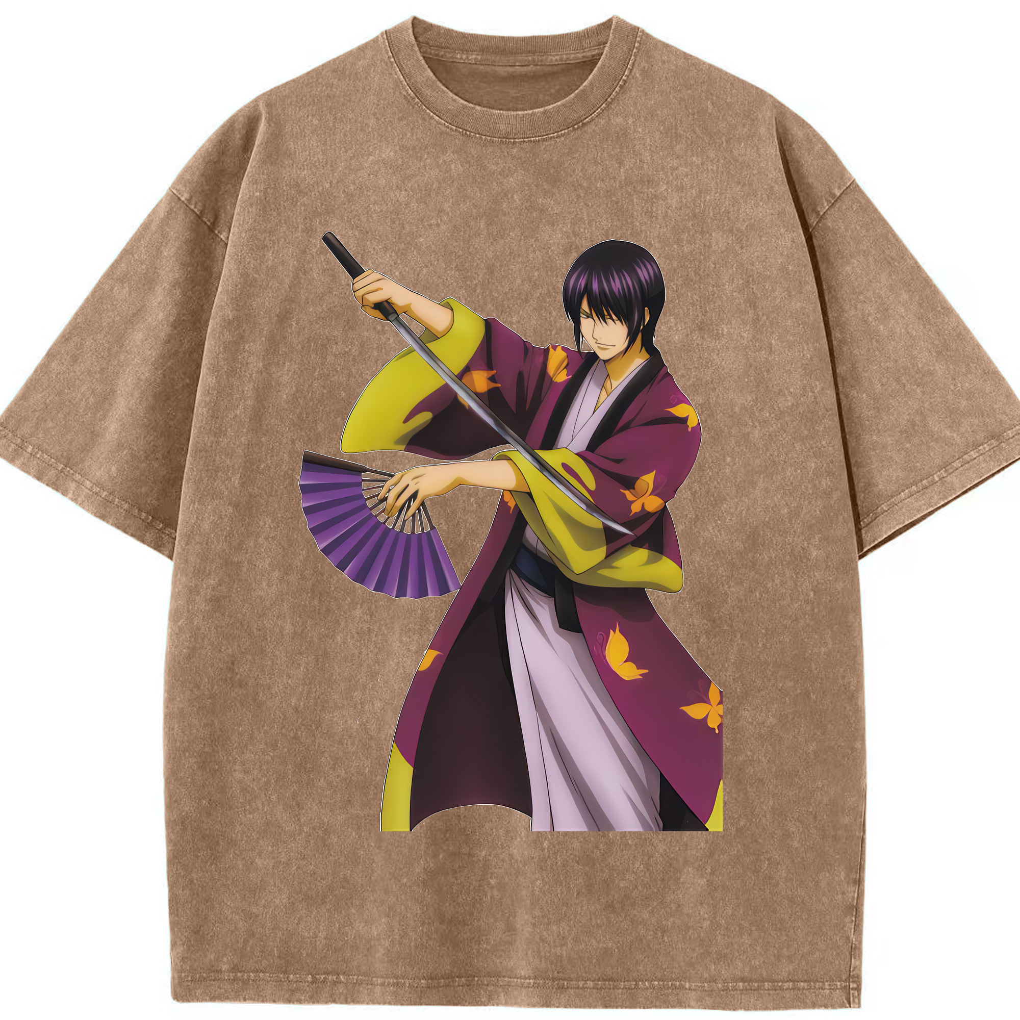 （画像用） ぎんたま 坂田銀時（さかたぎんとき） 神楽 志村新八（しむら しんぱち） GINTAMA Sakata Gintoki Kagura Shimura Shinpachi 綿100% ヴィンテージ風 半袖Tシャツ（フロントプリント）
