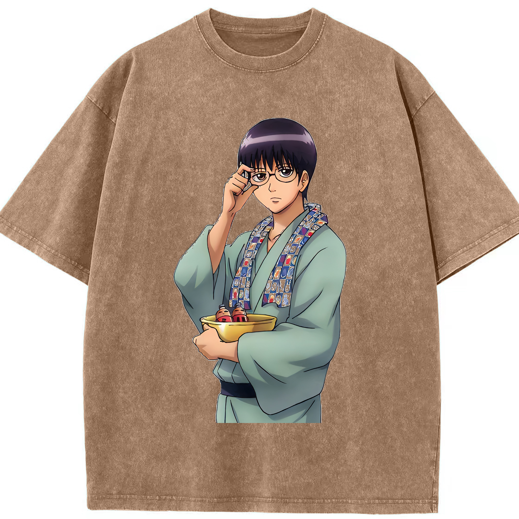 （画像用） ぎんたま 坂田銀時（さかたぎんとき） 神楽 志村新八（しむら しんぱち） GINTAMA Sakata Gintoki Kagura Shimura Shinpachi 綿100% ヴィンテージ風 半袖Tシャツ（フロントプリント）