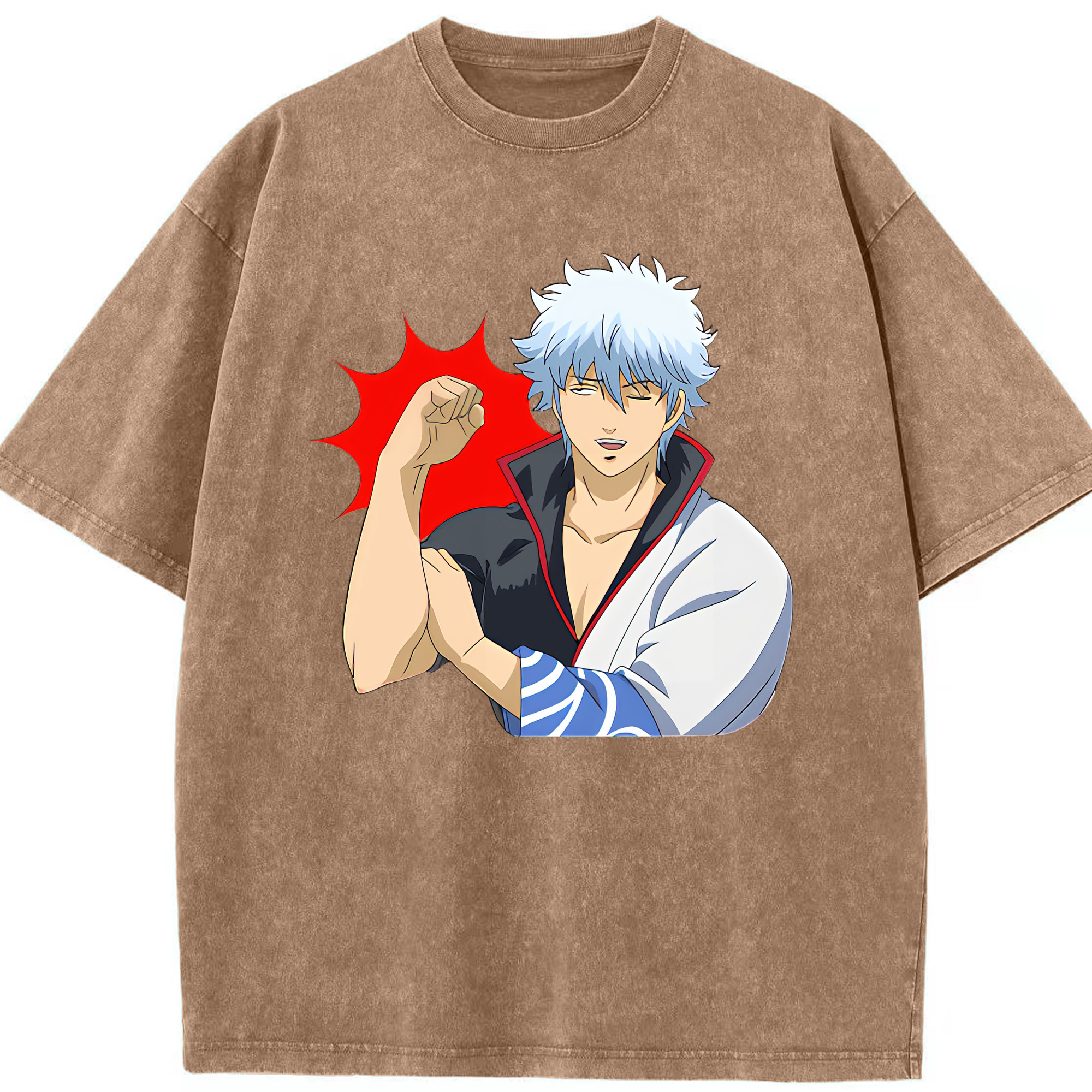 （画像用） ぎんたま 坂田銀時（さかたぎんとき） 神楽 志村新八（しむら しんぱち） GINTAMA Sakata Gintoki Kagura Shimura Shinpachi 綿100% ヴィンテージ風 半袖Tシャツ（フロントプリント）