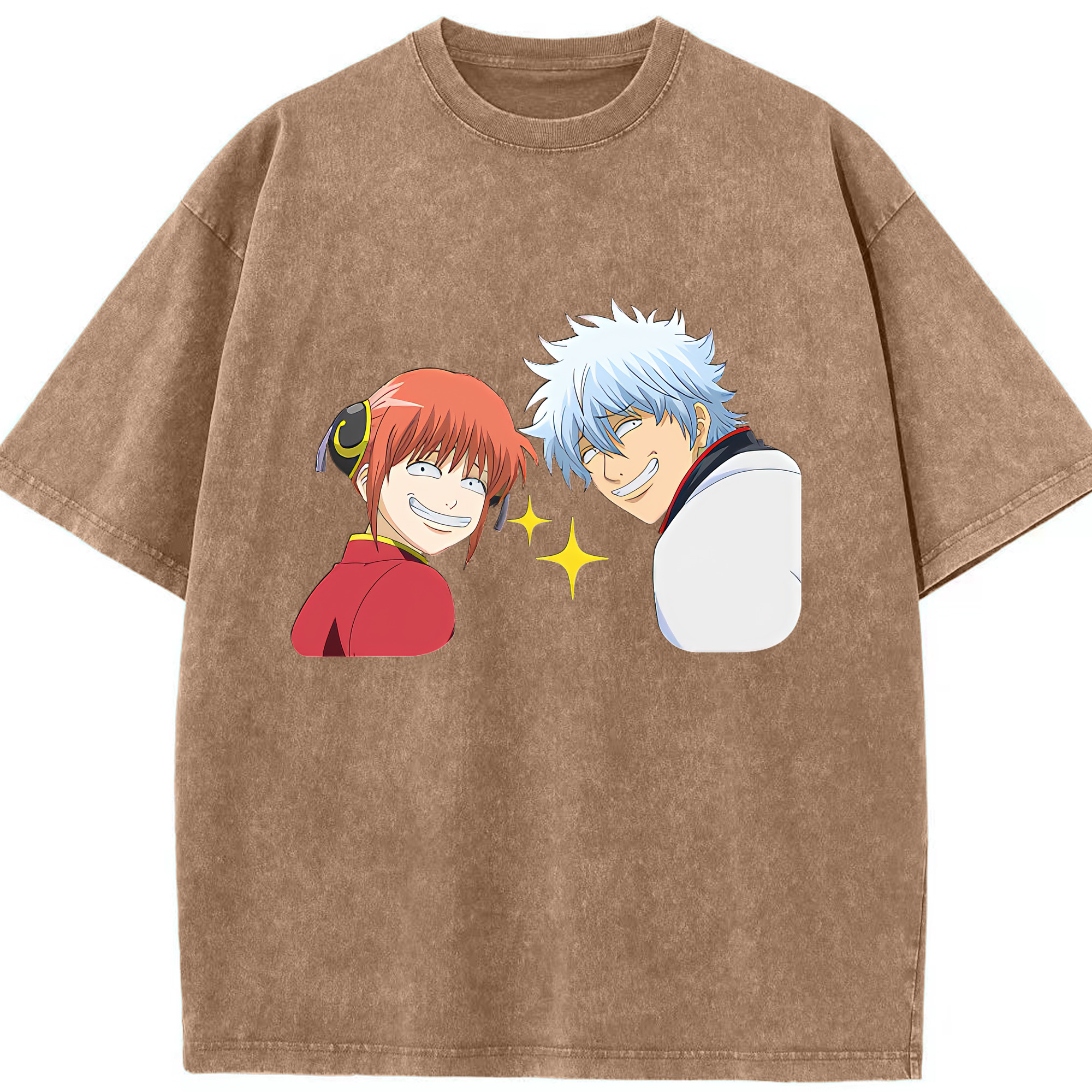 （画像用） ぎんたま 坂田銀時（さかたぎんとき） 神楽 志村新八（しむら しんぱち） GINTAMA Sakata Gintoki Kagura Shimura Shinpachi 綿100% ヴィンテージ風 半袖Tシャツ（フロントプリント）