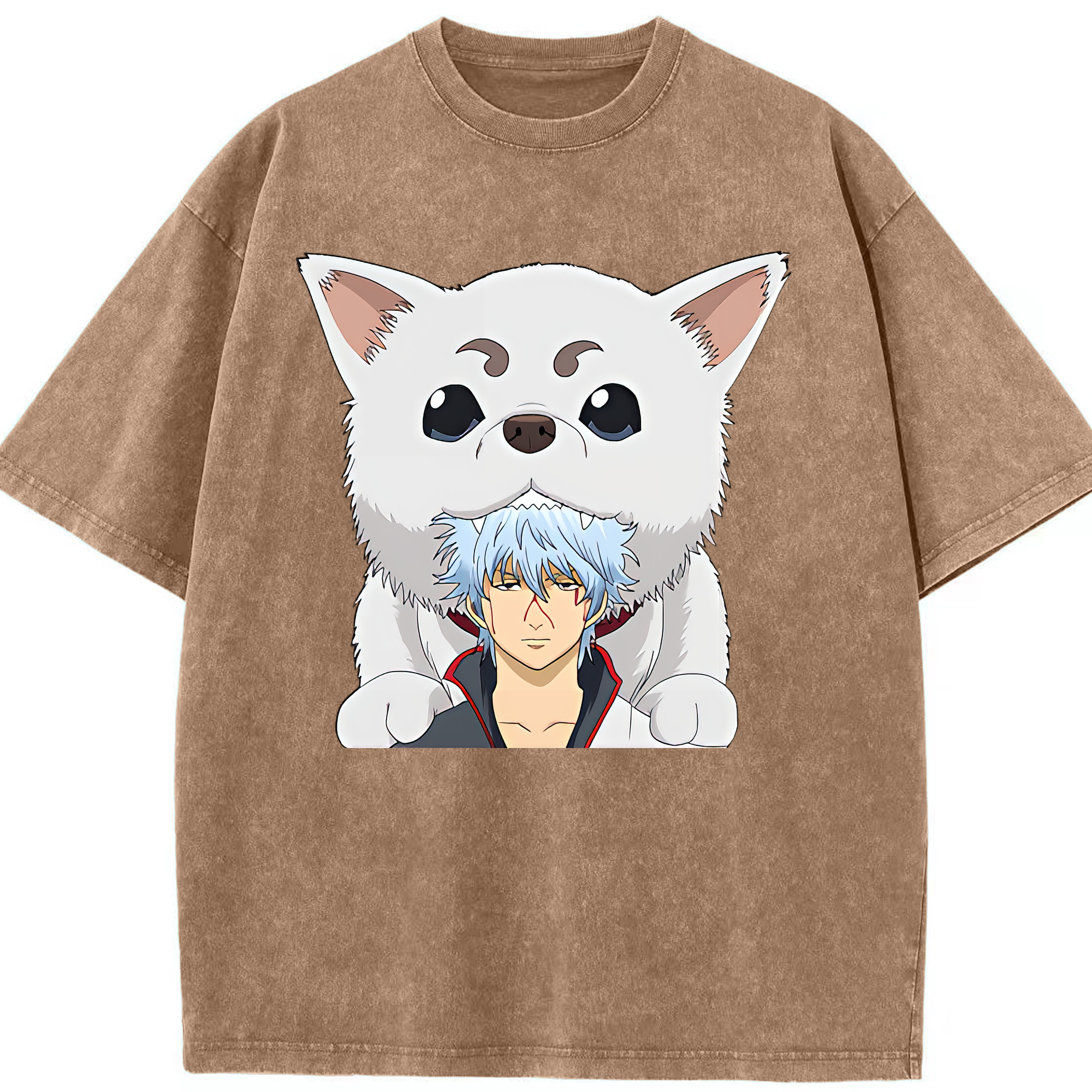 （画像用） ぎんたま 坂田銀時（さかたぎんとき） 神楽 志村新八（しむら しんぱち） GINTAMA Sakata Gintoki Kagura Shimura Shinpachi 綿100% ヴィンテージ風 半袖Tシャツ（フロントプリント）