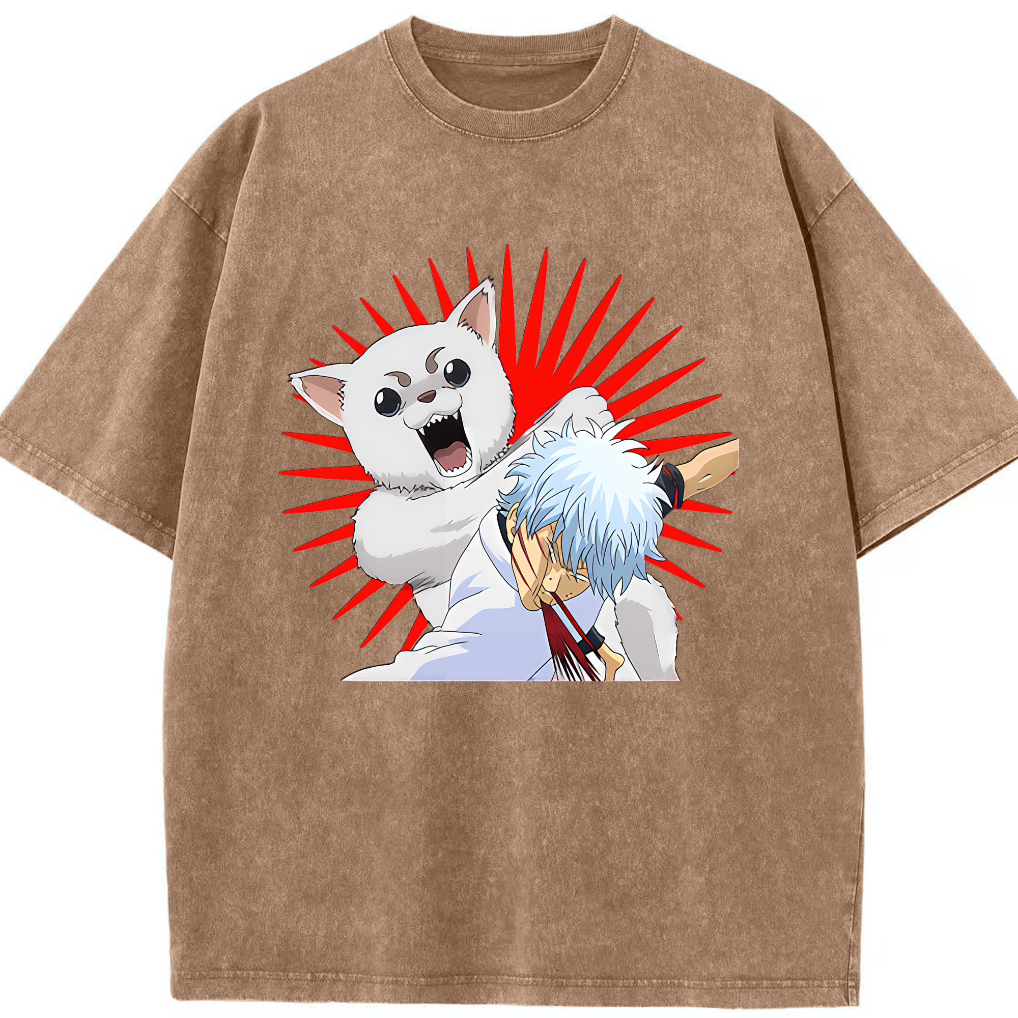 （画像用） ぎんたま 坂田銀時（さかたぎんとき） 神楽 志村新八（しむら しんぱち） GINTAMA Sakata Gintoki Kagura Shimura Shinpachi 綿100% ヴィンテージ風 半袖Tシャツ（フロントプリント）