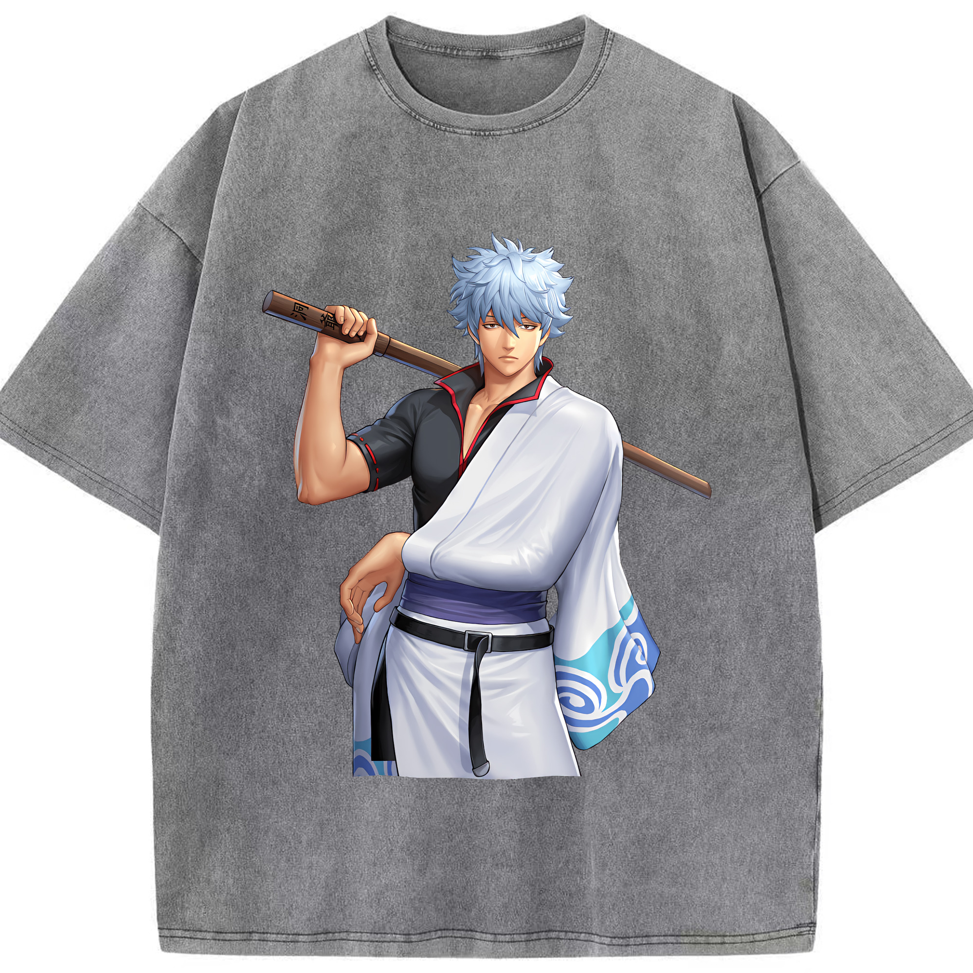 （画像用） ぎんたま 坂田銀時（さかたぎんとき） 神楽 志村新八（しむら しんぱち） GINTAMA Sakata Gintoki Kagura Shimura Shinpachi 綿100% ヴィンテージ風 半袖Tシャツ（フロントプリント）