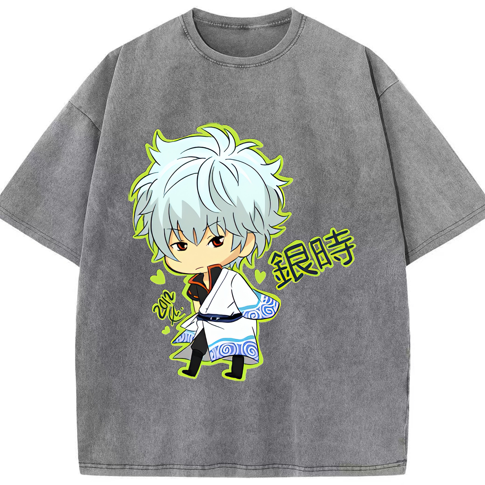（画像用） ぎんたま 坂田銀時（さかたぎんとき） 神楽 志村新八（しむら しんぱち） GINTAMA Sakata Gintoki Kagura Shimura Shinpachi 綿100% ヴィンテージ風 半袖Tシャツ（フロントプリント）