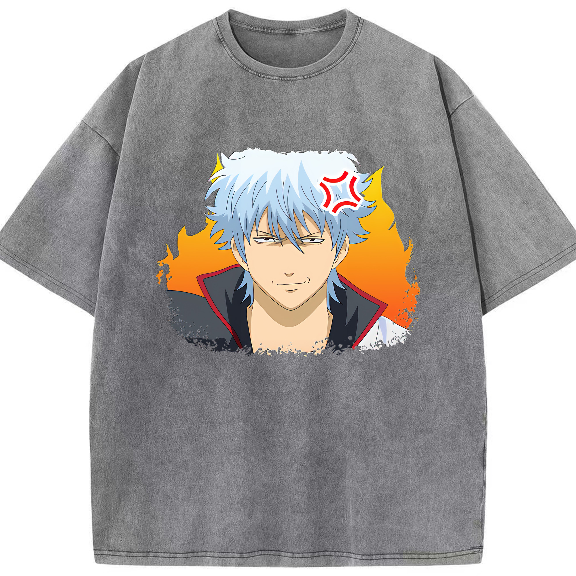 （画像用） ぎんたま 坂田銀時（さかたぎんとき） 神楽 志村新八（しむら しんぱち） GINTAMA Sakata Gintoki Kagura Shimura Shinpachi 綿100% ヴィンテージ風 半袖Tシャツ（フロントプリント）