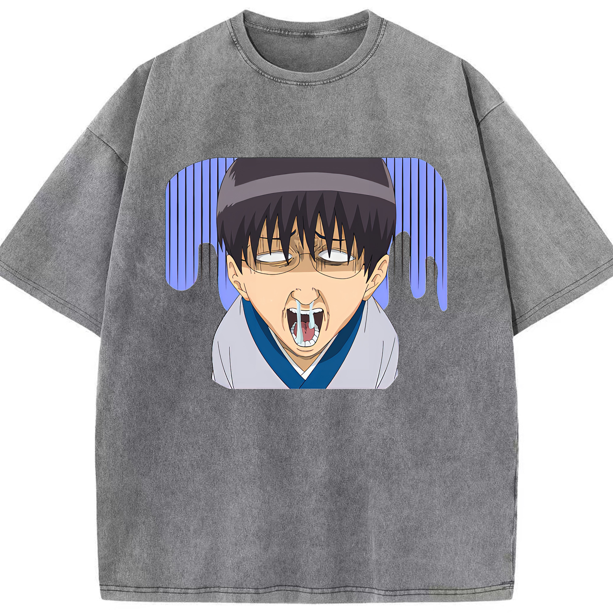 （画像用） ぎんたま 坂田銀時（さかたぎんとき） 神楽 志村新八（しむら しんぱち） GINTAMA Sakata Gintoki Kagura Shimura Shinpachi 綿100% ヴィンテージ風 半袖Tシャツ（フロントプリント）