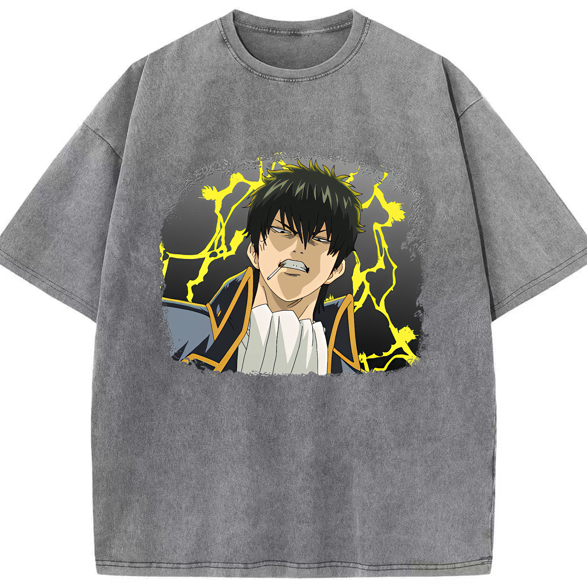 （画像用） ぎんたま 坂田銀時（さかたぎんとき） 神楽 志村新八（しむら しんぱち） GINTAMA Sakata Gintoki Kagura Shimura Shinpachi 綿100% ヴィンテージ風 半袖Tシャツ（フロントプリント）