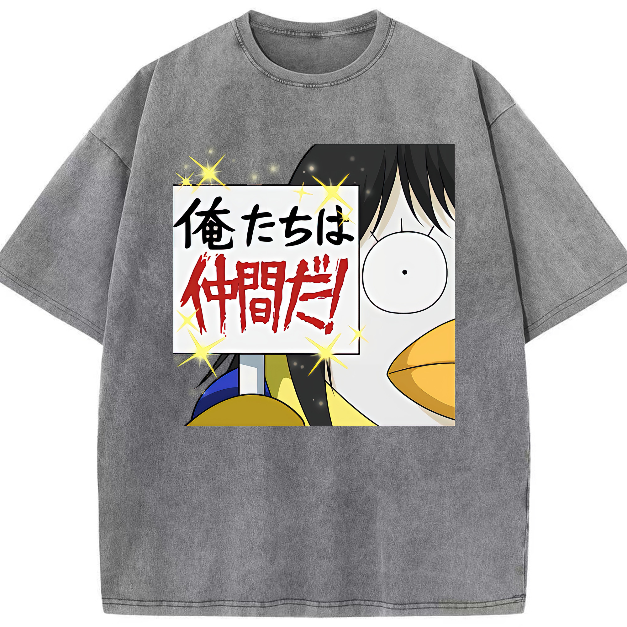 （画像用） ぎんたま 坂田銀時（さかたぎんとき） 神楽 志村新八（しむら しんぱち） GINTAMA Sakata Gintoki Kagura Shimura Shinpachi 綿100% ヴィンテージ風 半袖Tシャツ（フロントプリント）