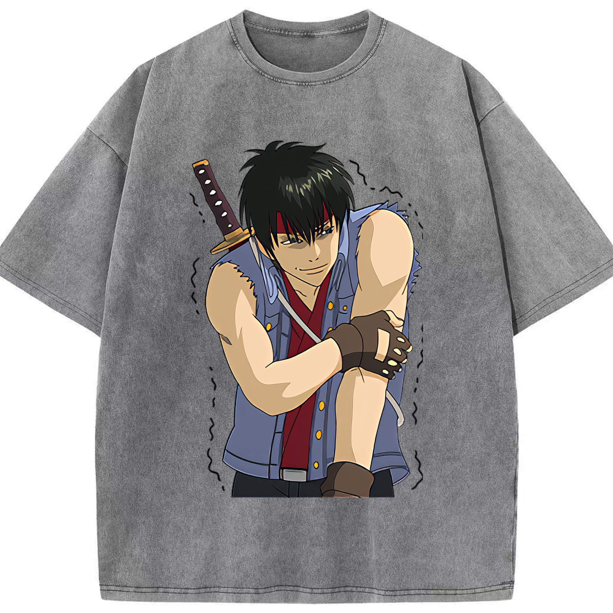 （画像用） ぎんたま 坂田銀時（さかたぎんとき） 神楽 志村新八（しむら しんぱち） GINTAMA Sakata Gintoki Kagura Shimura Shinpachi 綿100% ヴィンテージ風 半袖Tシャツ（フロントプリント）