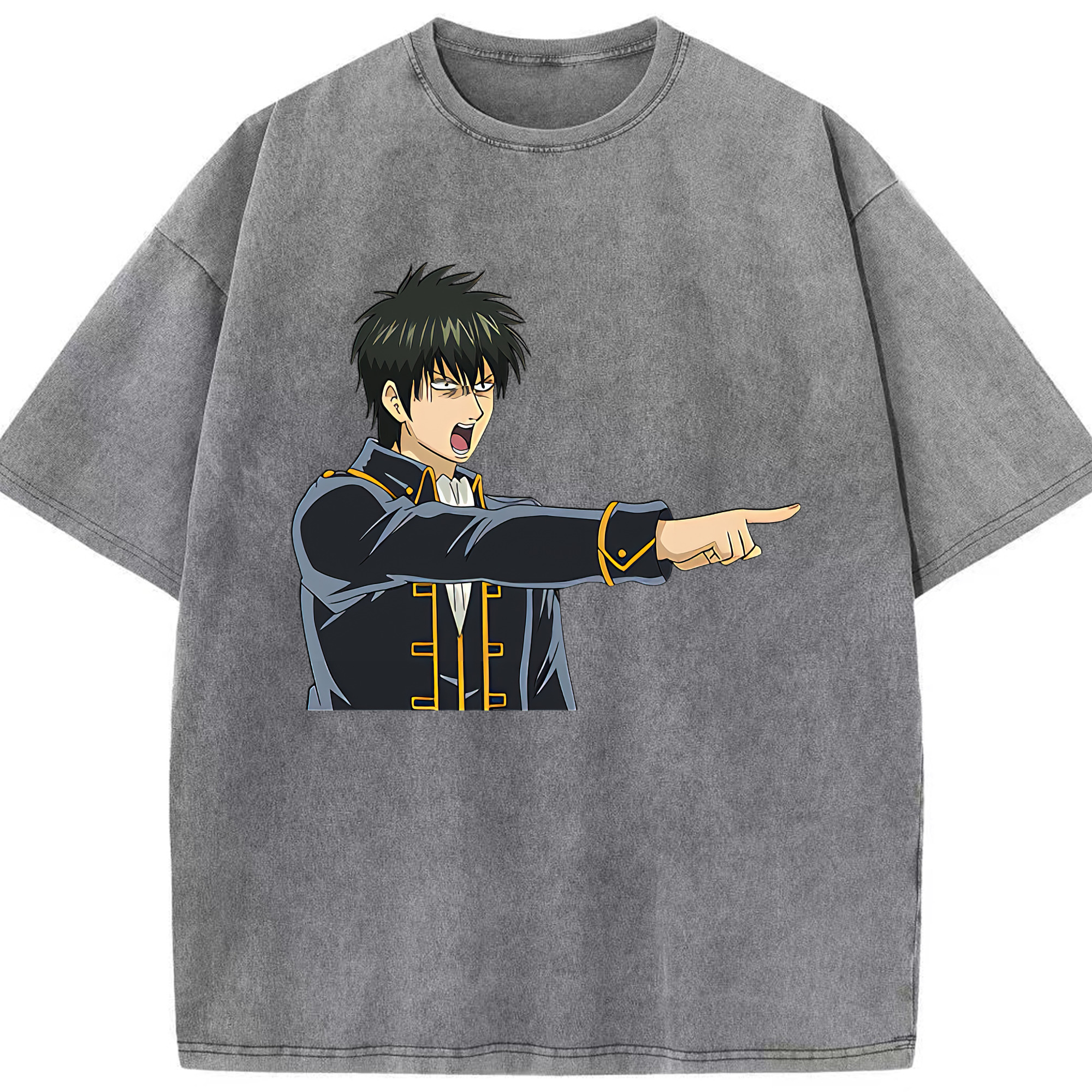 （画像用） ぎんたま 坂田銀時（さかたぎんとき） 神楽 志村新八（しむら しんぱち） GINTAMA Sakata Gintoki Kagura Shimura Shinpachi 綿100% ヴィンテージ風 半袖Tシャツ（フロントプリント）