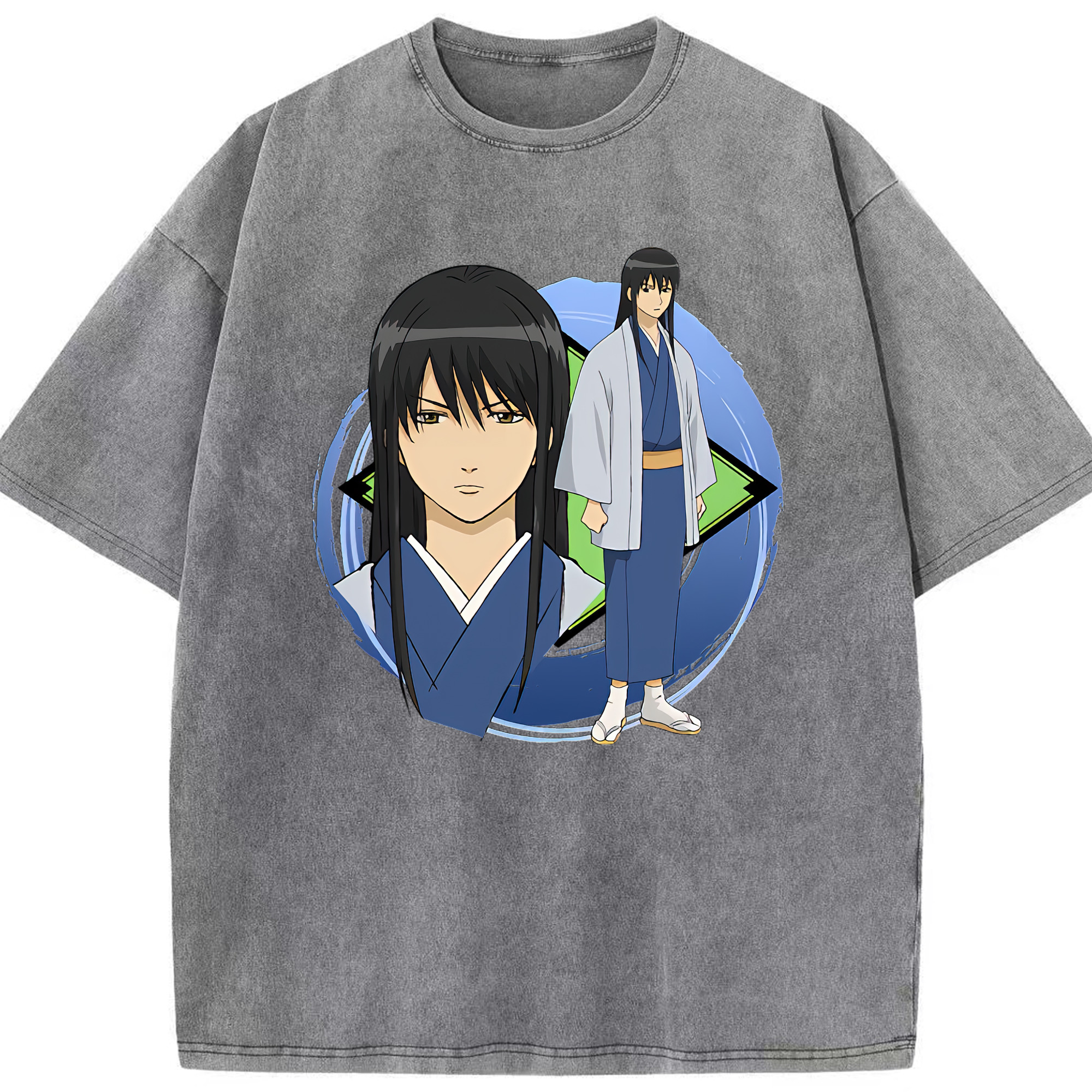 （画像用） ぎんたま 坂田銀時（さかたぎんとき） 神楽 志村新八（しむら しんぱち） GINTAMA Sakata Gintoki Kagura Shimura Shinpachi 綿100% ヴィンテージ風 半袖Tシャツ（フロントプリント）