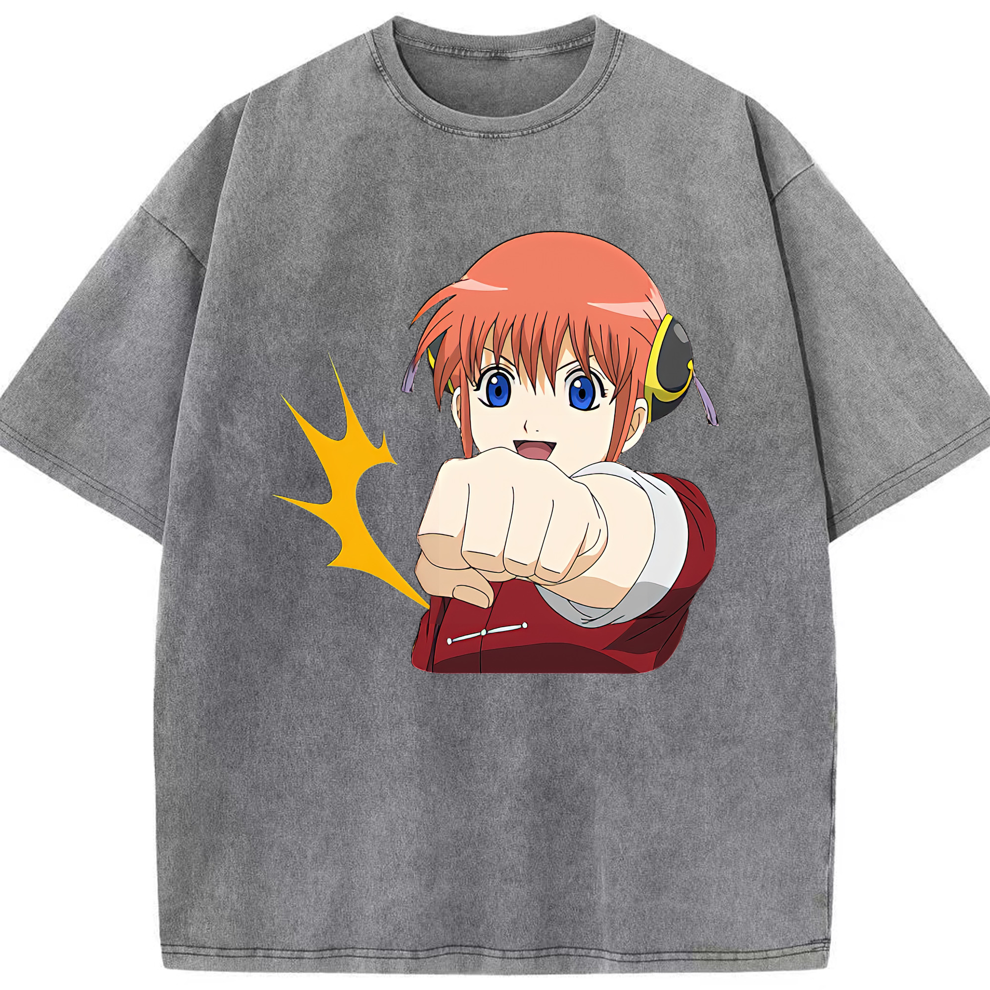 （画像用） ぎんたま 坂田銀時（さかたぎんとき） 神楽 志村新八（しむら しんぱち） GINTAMA Sakata Gintoki Kagura Shimura Shinpachi 綿100% ヴィンテージ風 半袖Tシャツ（フロントプリント）