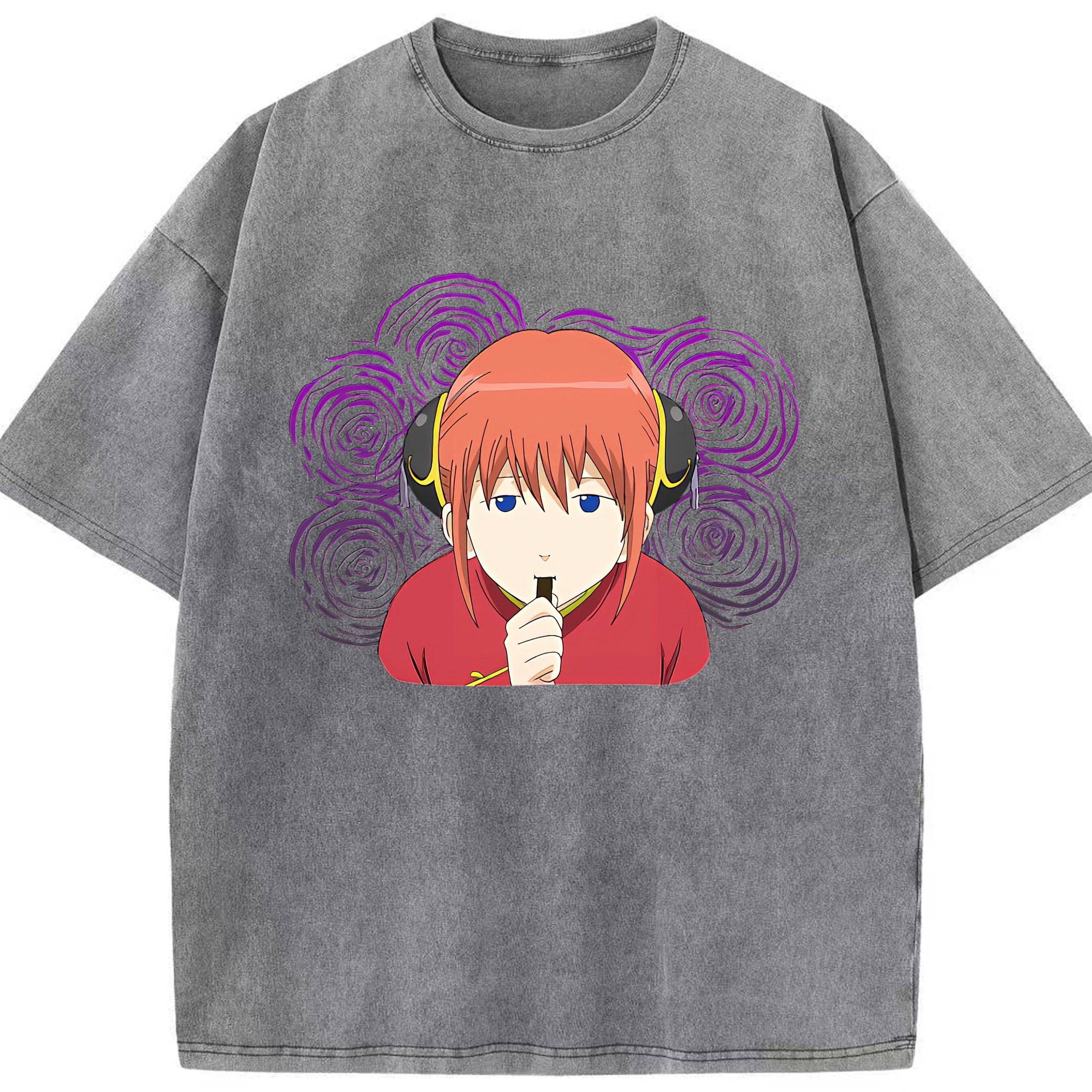 （画像用） ぎんたま 坂田銀時（さかたぎんとき） 神楽 志村新八（しむら しんぱち） GINTAMA Sakata Gintoki Kagura Shimura Shinpachi 綿100% ヴィンテージ風 半袖Tシャツ（フロントプリント）