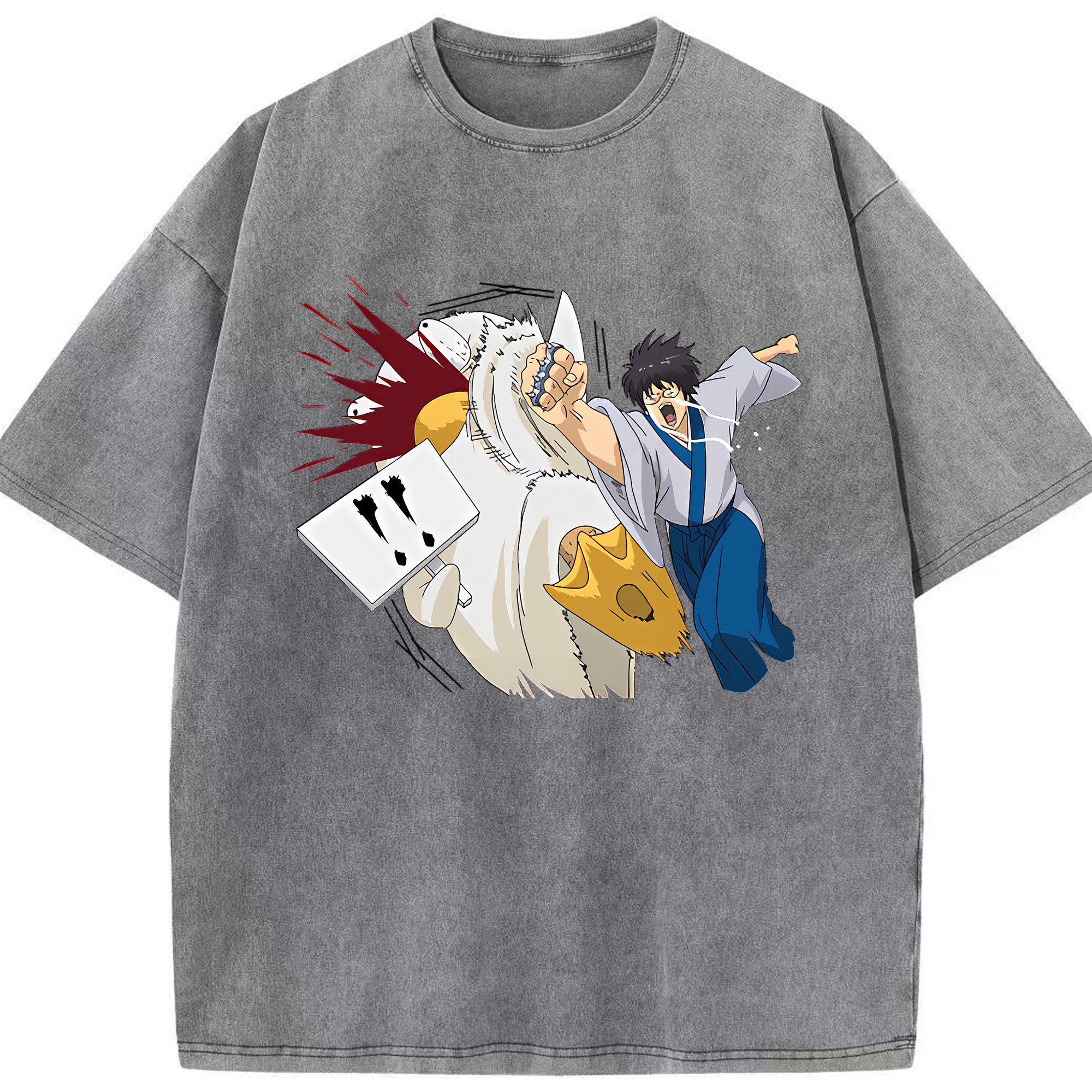 （画像用） ぎんたま 坂田銀時（さかたぎんとき） 神楽 志村新八（しむら しんぱち） GINTAMA Sakata Gintoki Kagura Shimura Shinpachi 綿100% ヴィンテージ風 半袖Tシャツ（フロントプリント）