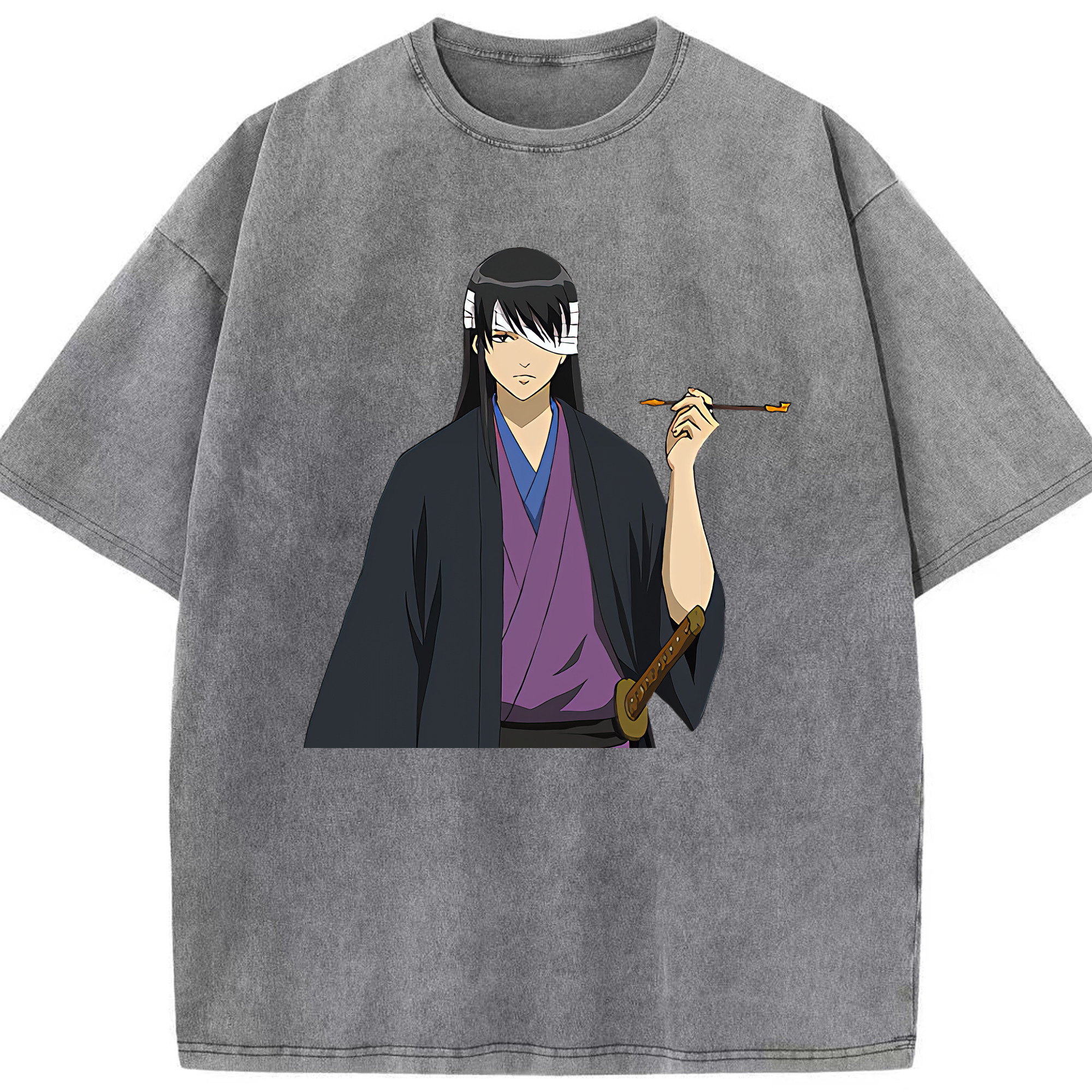 （画像用） ぎんたま 坂田銀時（さかたぎんとき） 神楽 志村新八（しむら しんぱち） GINTAMA Sakata Gintoki Kagura Shimura Shinpachi 綿100% ヴィンテージ風 半袖Tシャツ（フロントプリント）