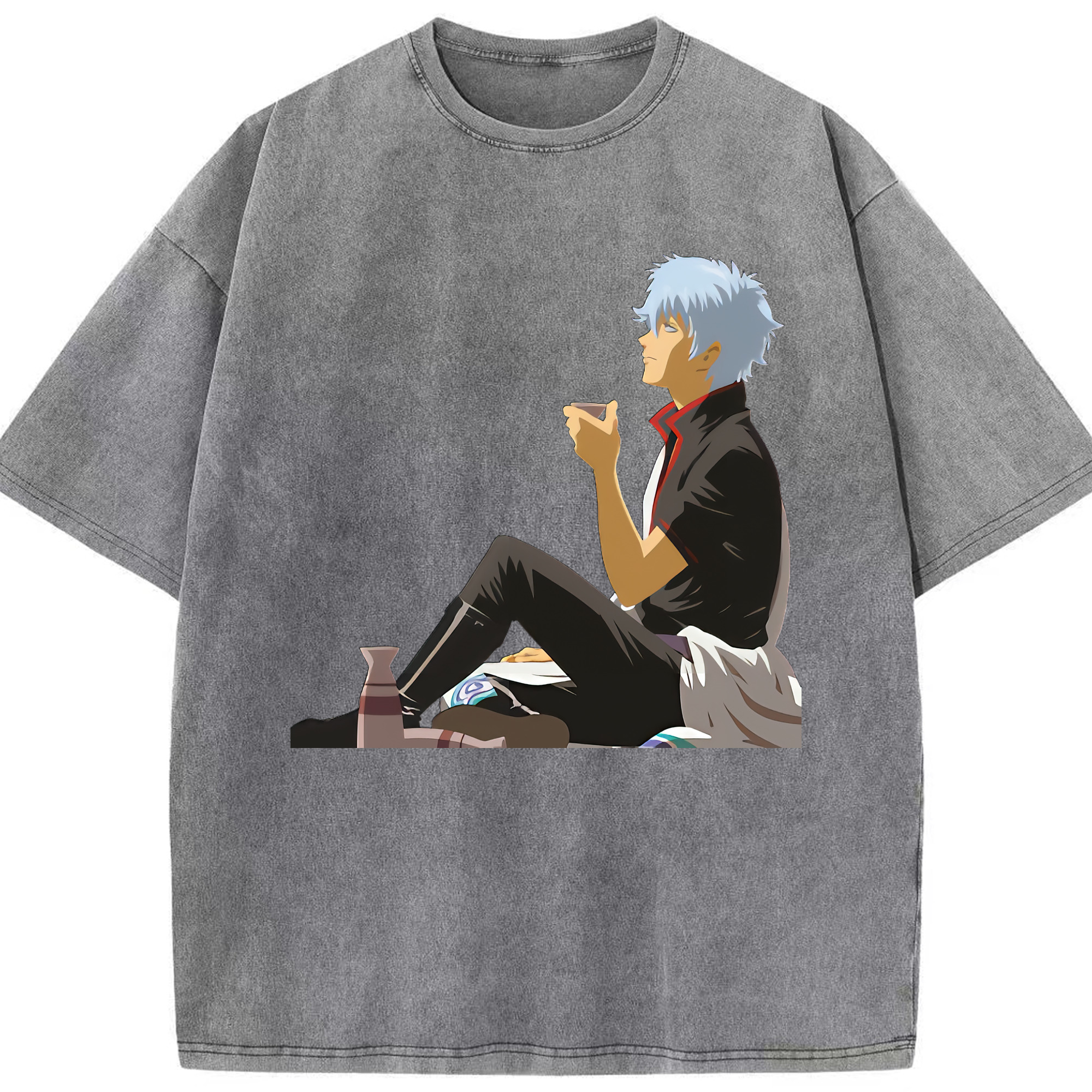 （画像用） ぎんたま 坂田銀時（さかたぎんとき） 神楽 志村新八（しむら しんぱち） GINTAMA Sakata Gintoki Kagura Shimura Shinpachi 綿100% ヴィンテージ風 半袖Tシャツ（フロントプリント）