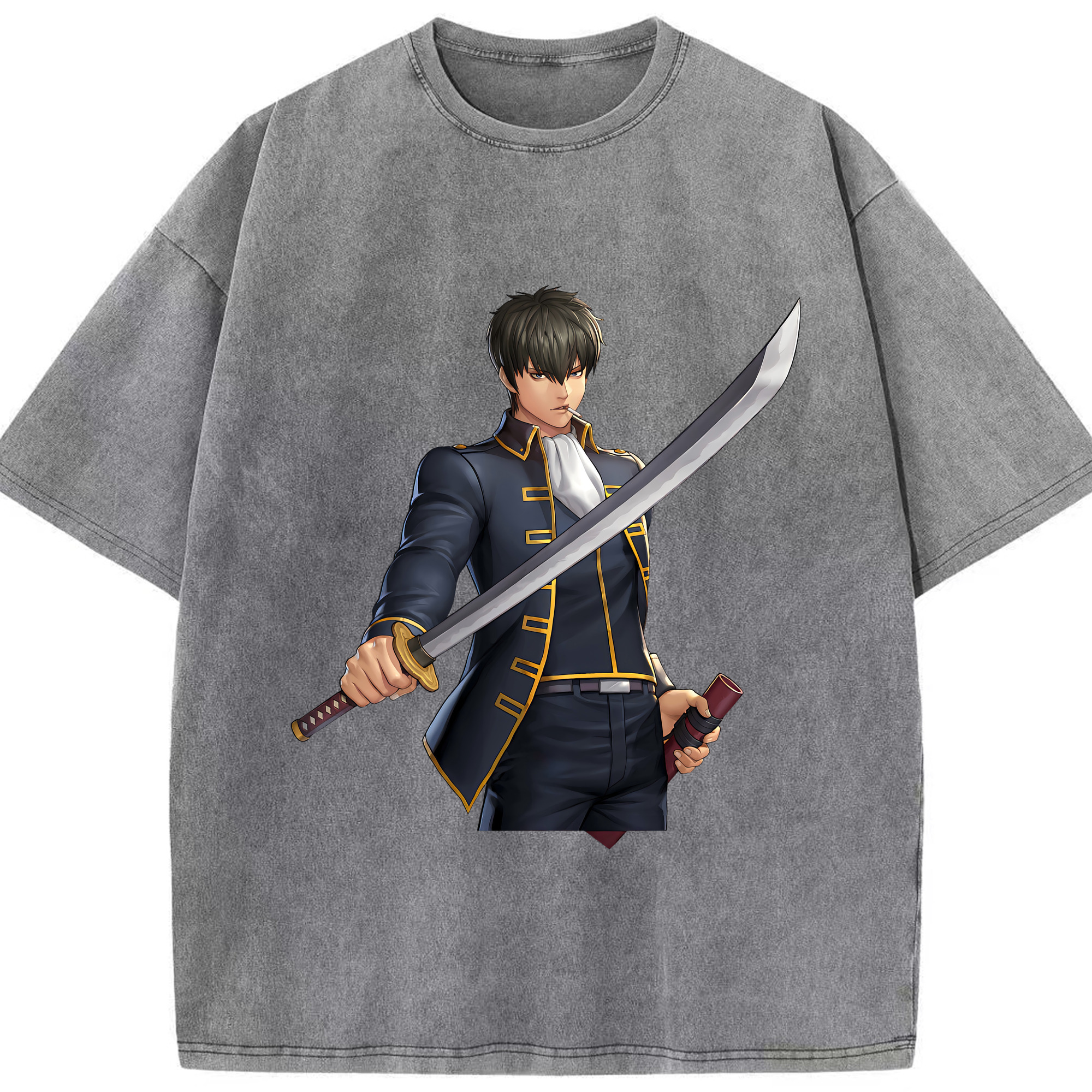 （画像用） ぎんたま 坂田銀時（さかたぎんとき） 神楽 志村新八（しむら しんぱち） GINTAMA Sakata Gintoki Kagura Shimura Shinpachi 綿100% ヴィンテージ風 半袖Tシャツ（フロントプリント）