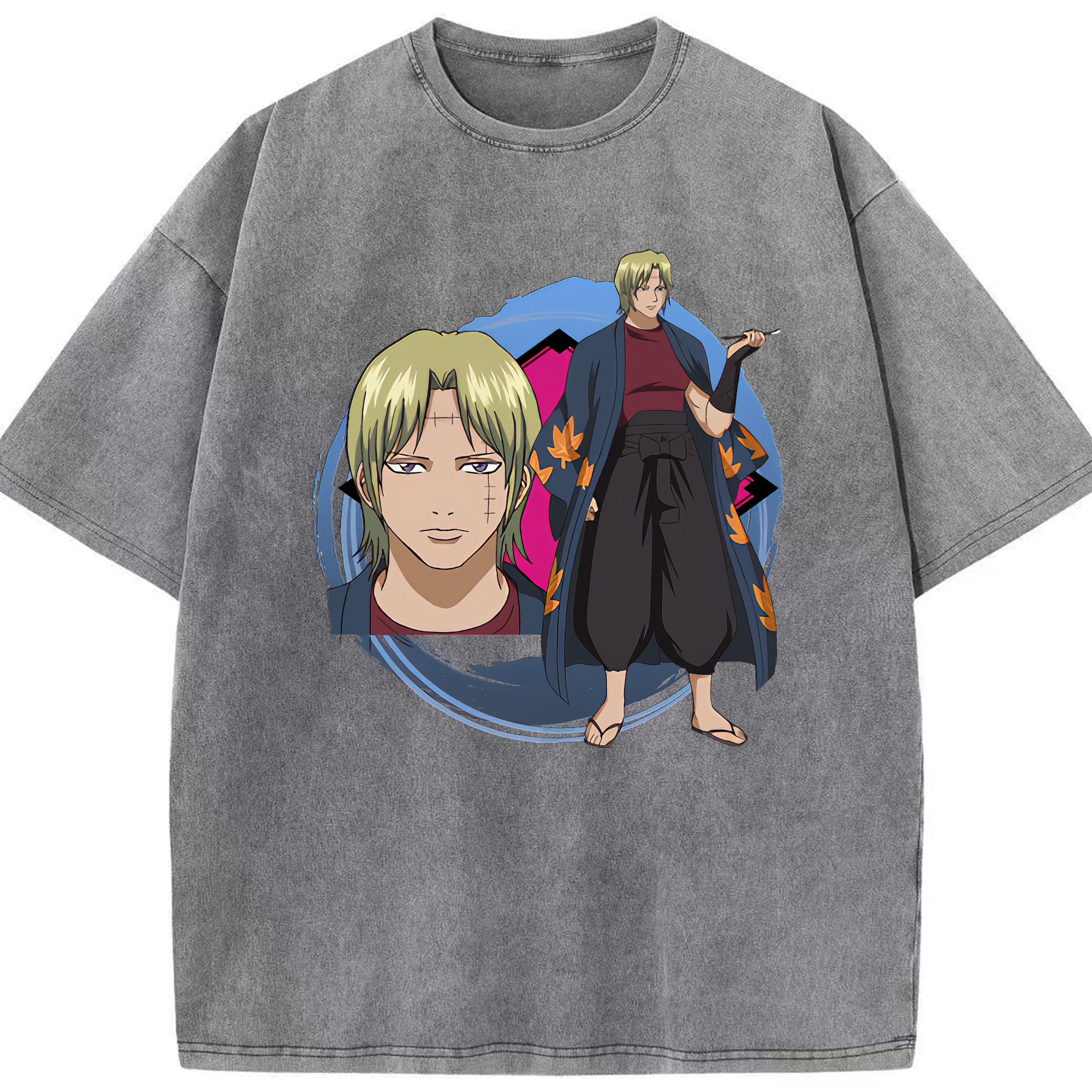 （画像用） ぎんたま 坂田銀時（さかたぎんとき） 神楽 志村新八（しむら しんぱち） GINTAMA Sakata Gintoki Kagura Shimura Shinpachi 綿100% ヴィンテージ風 半袖Tシャツ（フロントプリント）
