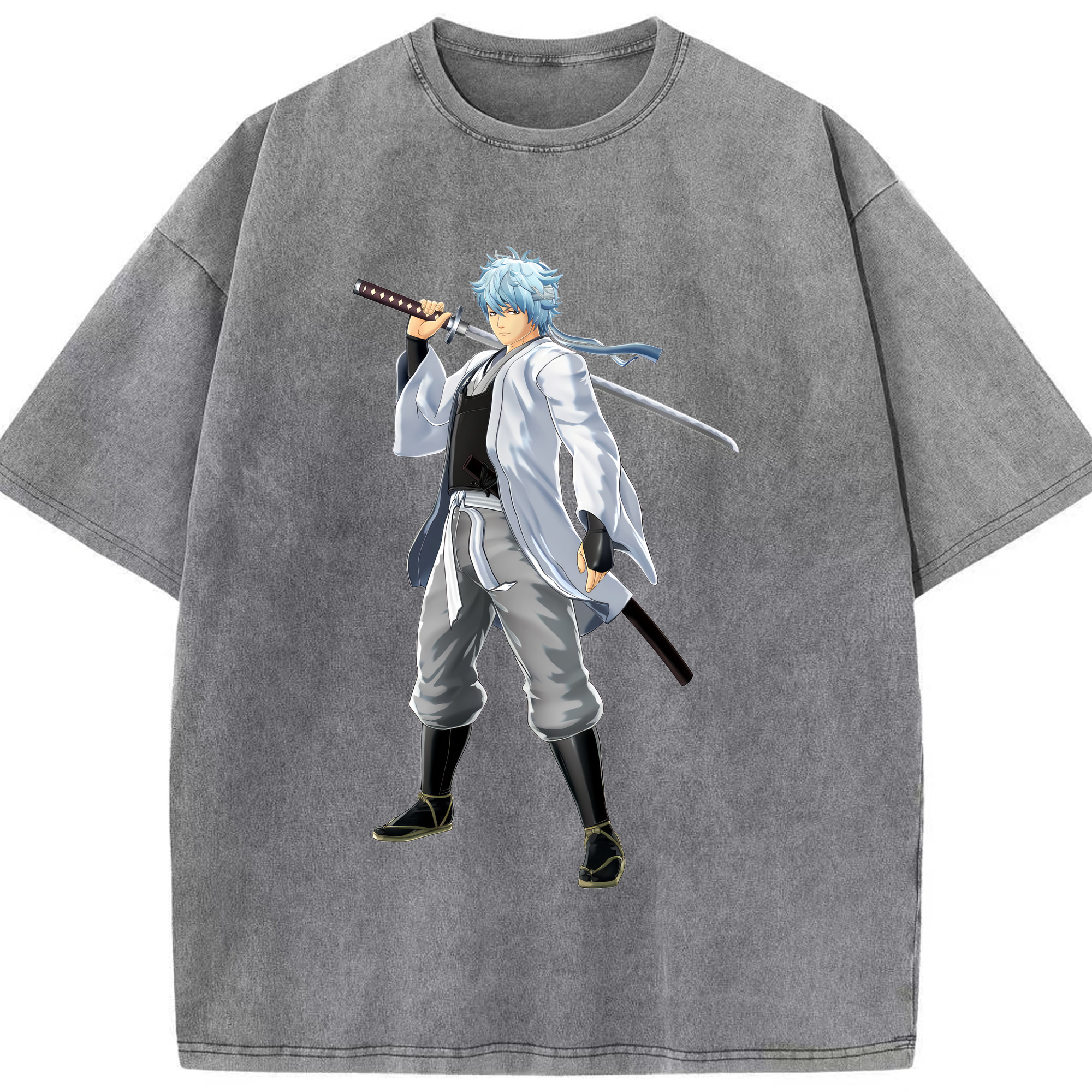（画像用） ぎんたま 坂田銀時（さかたぎんとき） 神楽 志村新八（しむら しんぱち） GINTAMA Sakata Gintoki Kagura Shimura Shinpachi 綿100% ヴィンテージ風 半袖Tシャツ（フロントプリント）