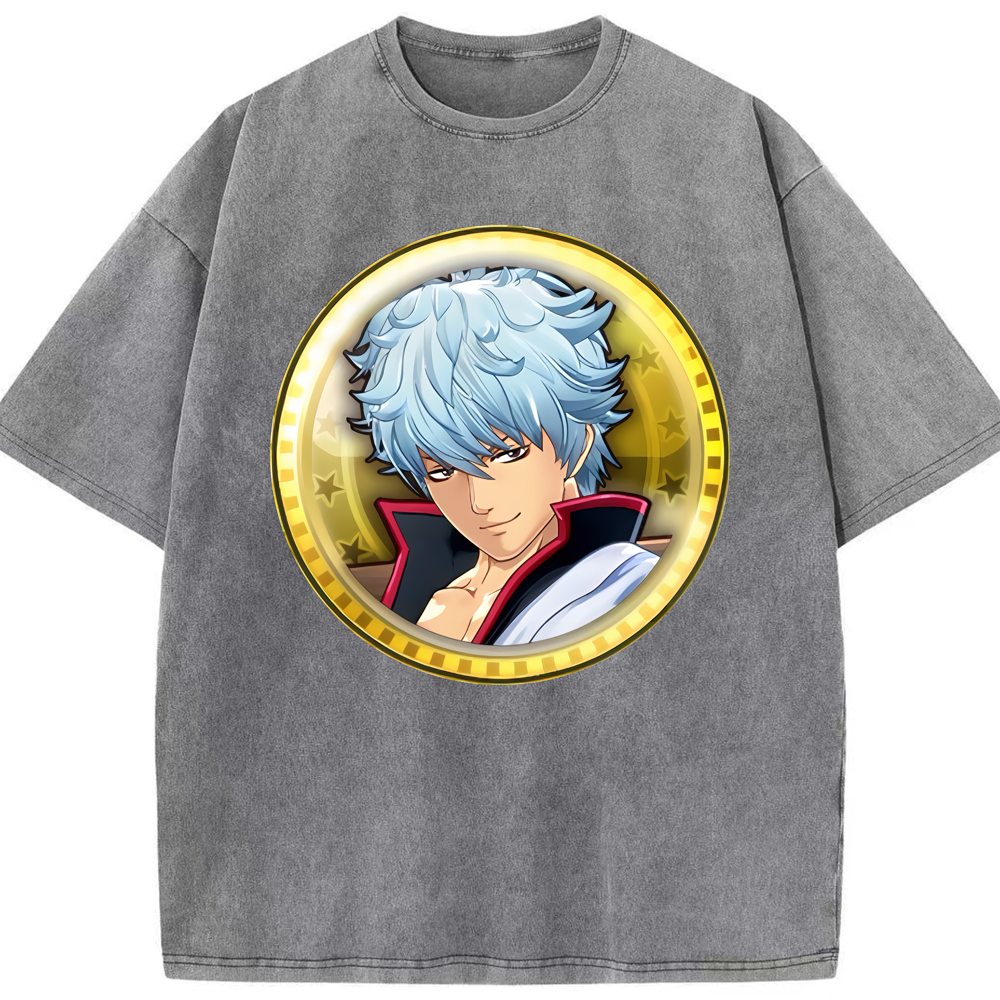 （画像用） ぎんたま 坂田銀時（さかたぎんとき） 神楽 志村新八（しむら しんぱち） GINTAMA Sakata Gintoki Kagura Shimura Shinpachi 綿100% ヴィンテージ風 半袖Tシャツ（フロントプリント）