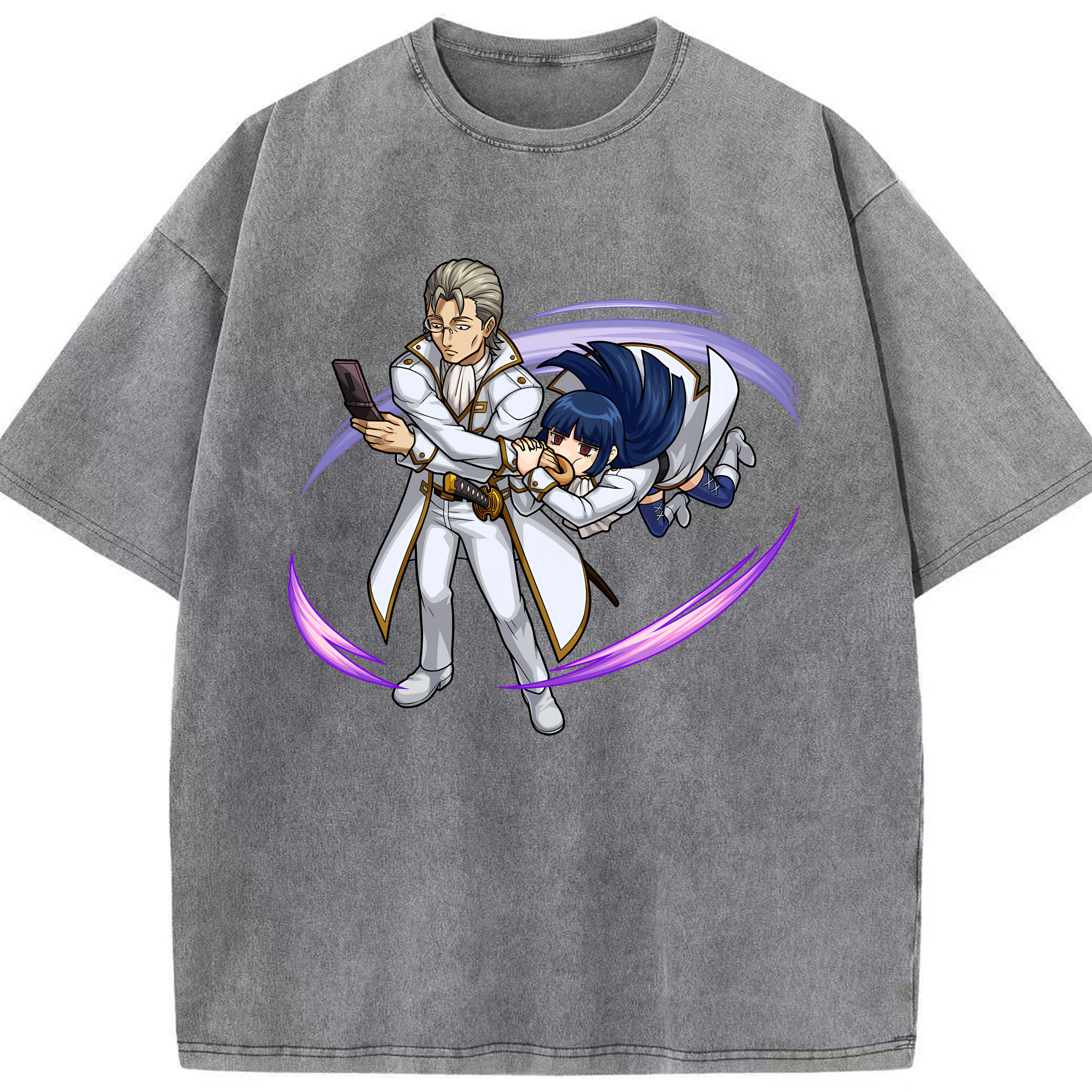 （画像用） ぎんたま 坂田銀時（さかたぎんとき） 神楽 志村新八（しむら しんぱち） GINTAMA Sakata Gintoki Kagura Shimura Shinpachi 綿100% ヴィンテージ風 半袖Tシャツ（フロントプリント）
