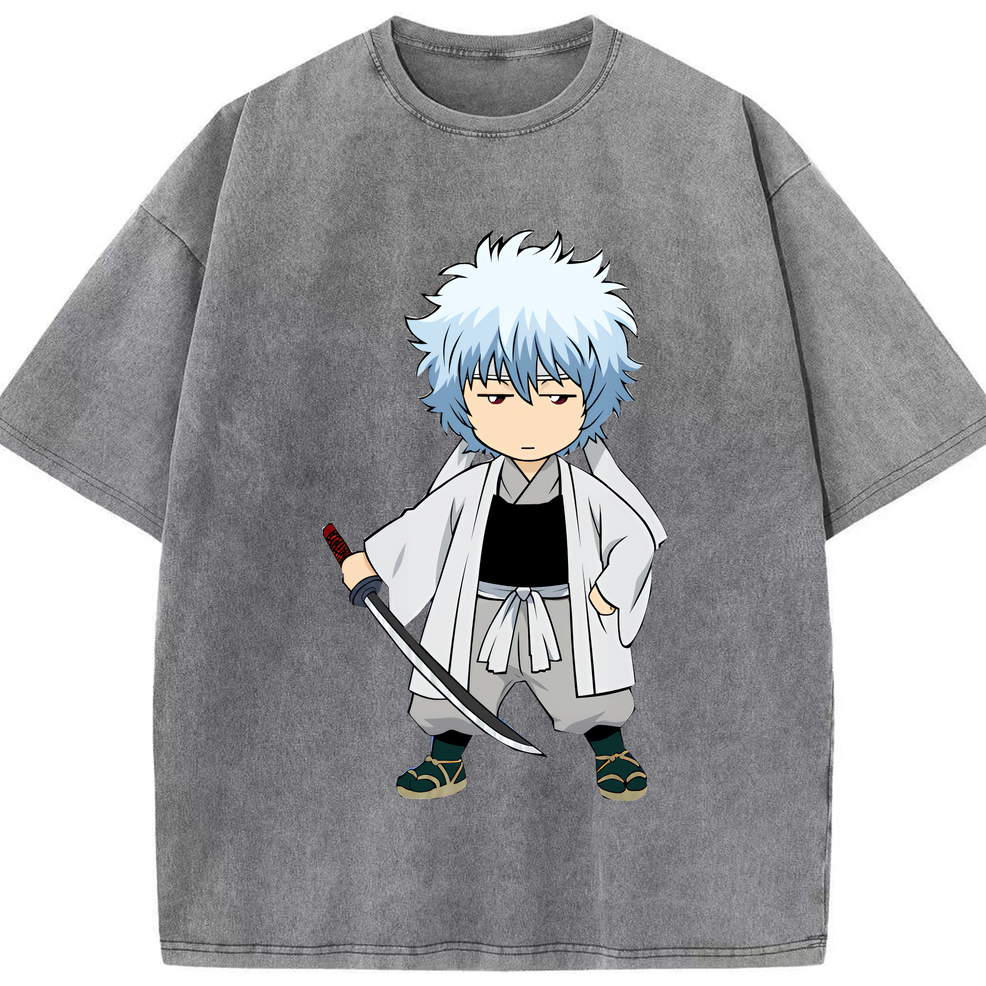 （画像用） ぎんたま 坂田銀時（さかたぎんとき） 神楽 志村新八（しむら しんぱち） GINTAMA Sakata Gintoki Kagura Shimura Shinpachi 綿100% ヴィンテージ風 半袖Tシャツ（フロントプリント）