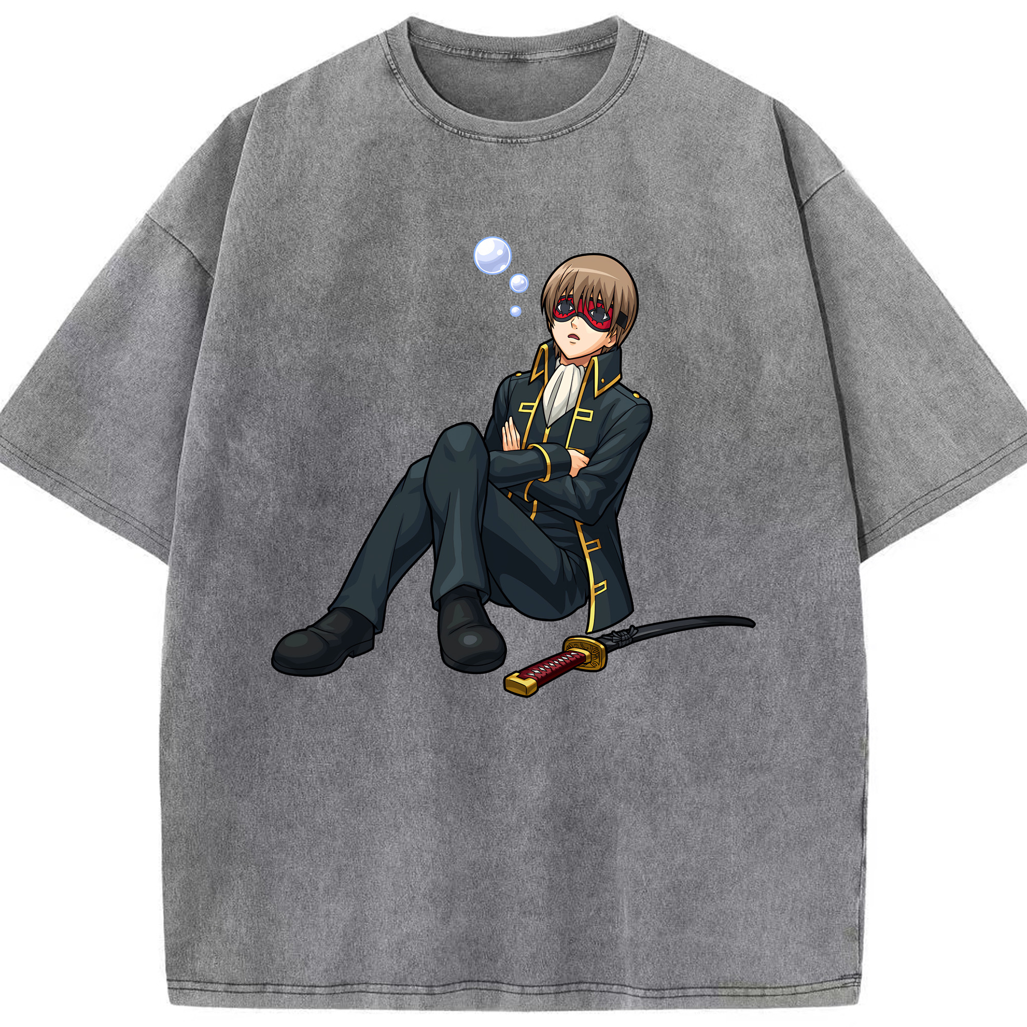 （画像用） ぎんたま 坂田銀時（さかたぎんとき） 神楽 志村新八（しむら しんぱち） GINTAMA Sakata Gintoki Kagura Shimura Shinpachi 綿100% ヴィンテージ風 半袖Tシャツ（フロントプリント）