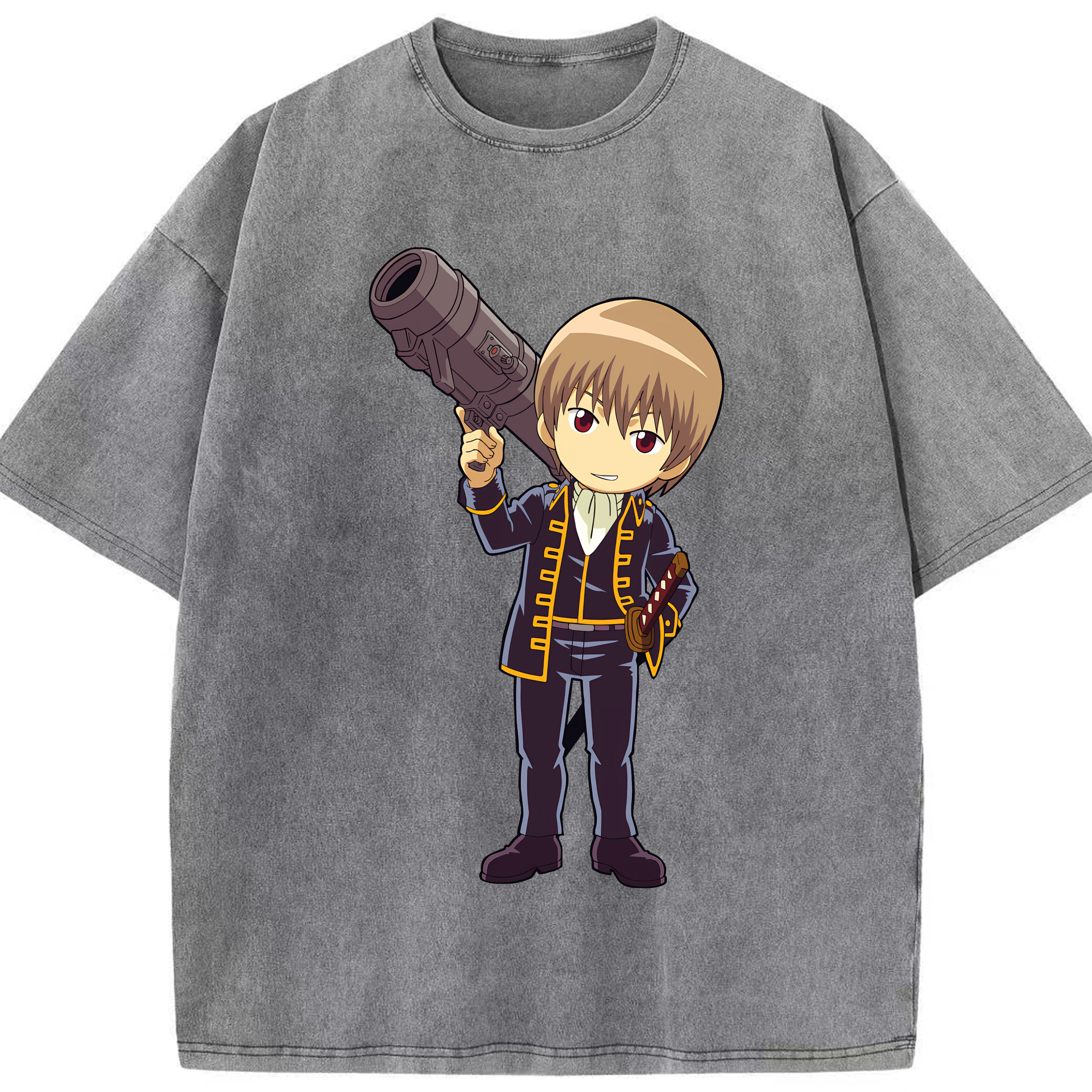 （画像用） ぎんたま 坂田銀時（さかたぎんとき） 神楽 志村新八（しむら しんぱち） GINTAMA Sakata Gintoki Kagura Shimura Shinpachi 綿100% ヴィンテージ風 半袖Tシャツ（フロントプリント）
