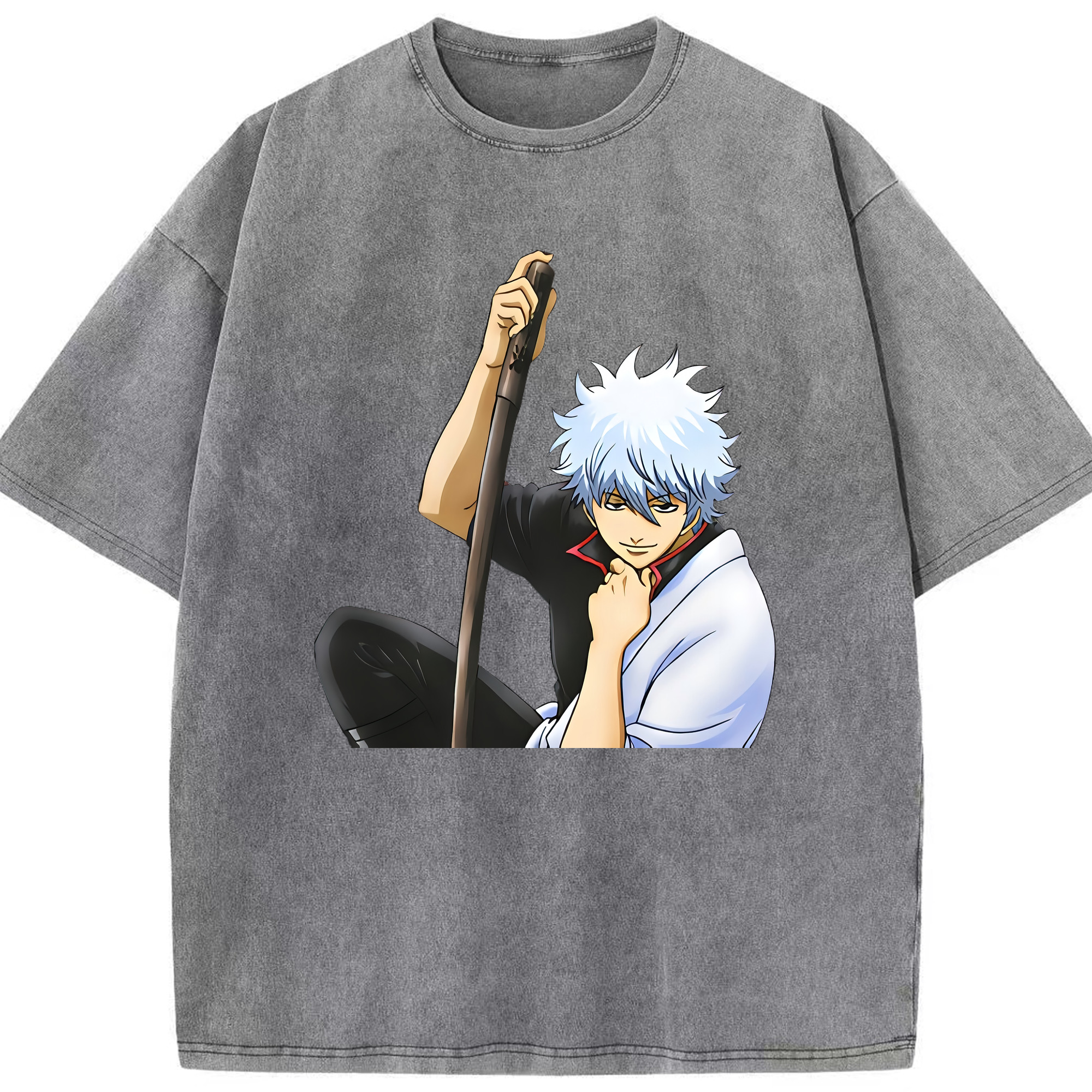 （画像用） ぎんたま 坂田銀時（さかたぎんとき） 神楽 志村新八（しむら しんぱち） GINTAMA Sakata Gintoki Kagura Shimura Shinpachi 綿100% ヴィンテージ風 半袖Tシャツ（フロントプリント）