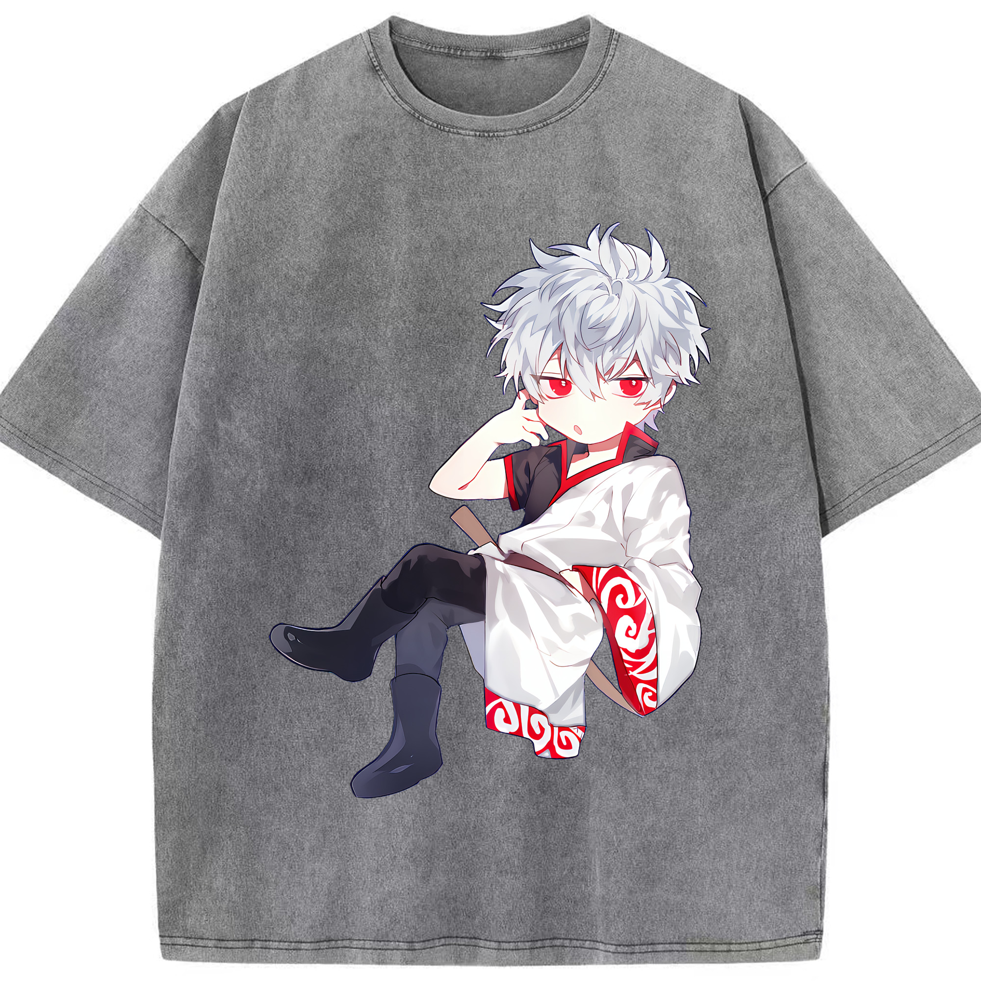 （画像用） ぎんたま 坂田銀時（さかたぎんとき） 神楽 志村新八（しむら しんぱち） GINTAMA Sakata Gintoki Kagura Shimura Shinpachi 綿100% ヴィンテージ風 半袖Tシャツ（フロントプリント）